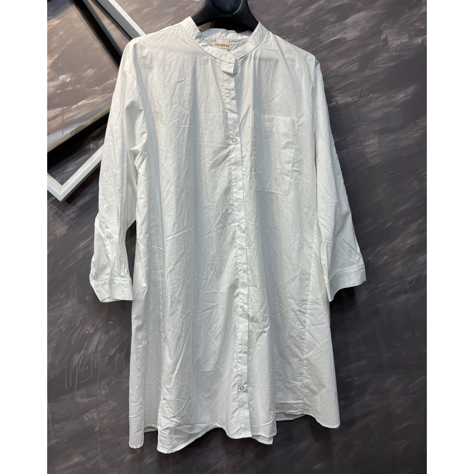 念北穿搭长袖白色百搭宽松中长款衬衣