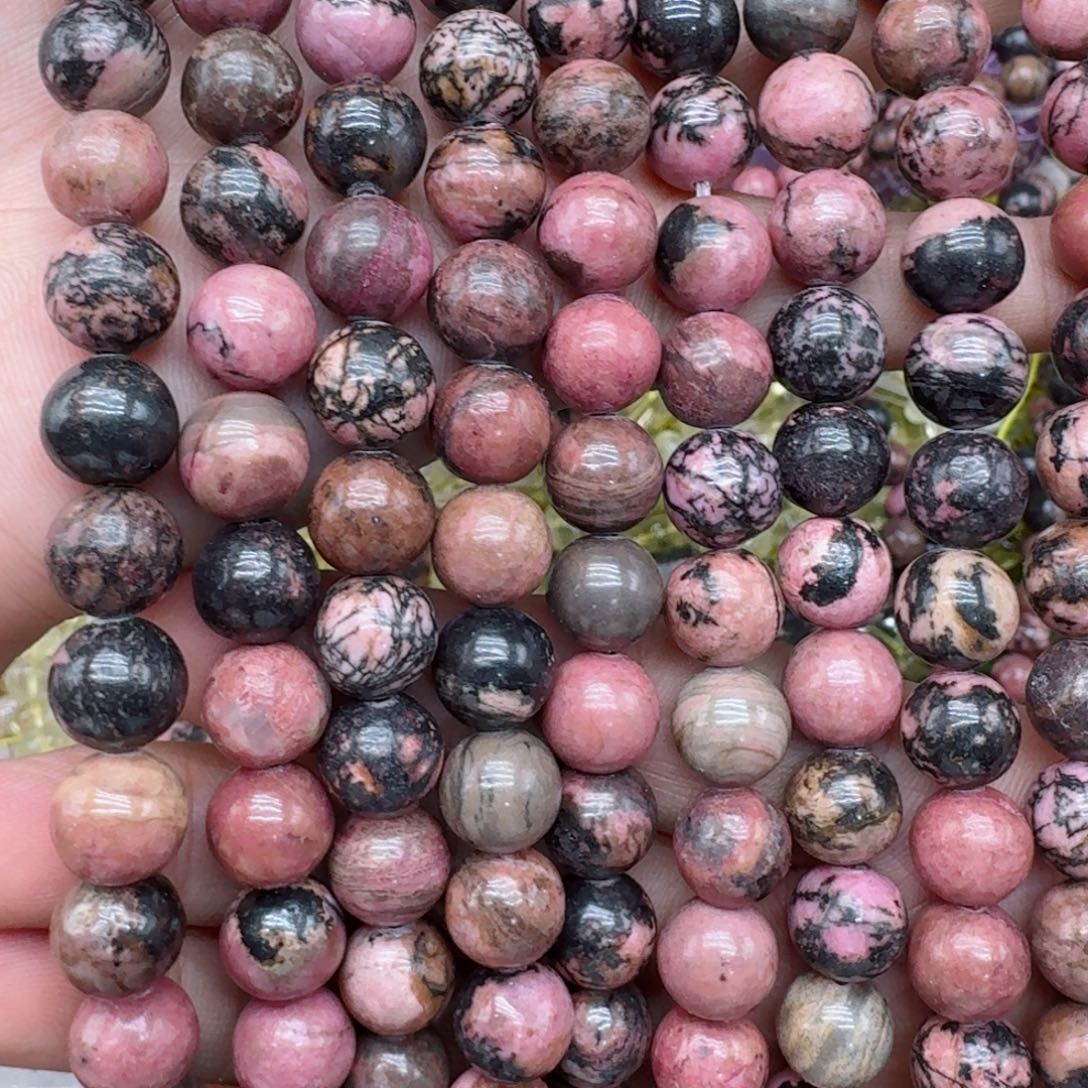 玛瑙/玉髓合金珠宝半成品10蔷薇石一条