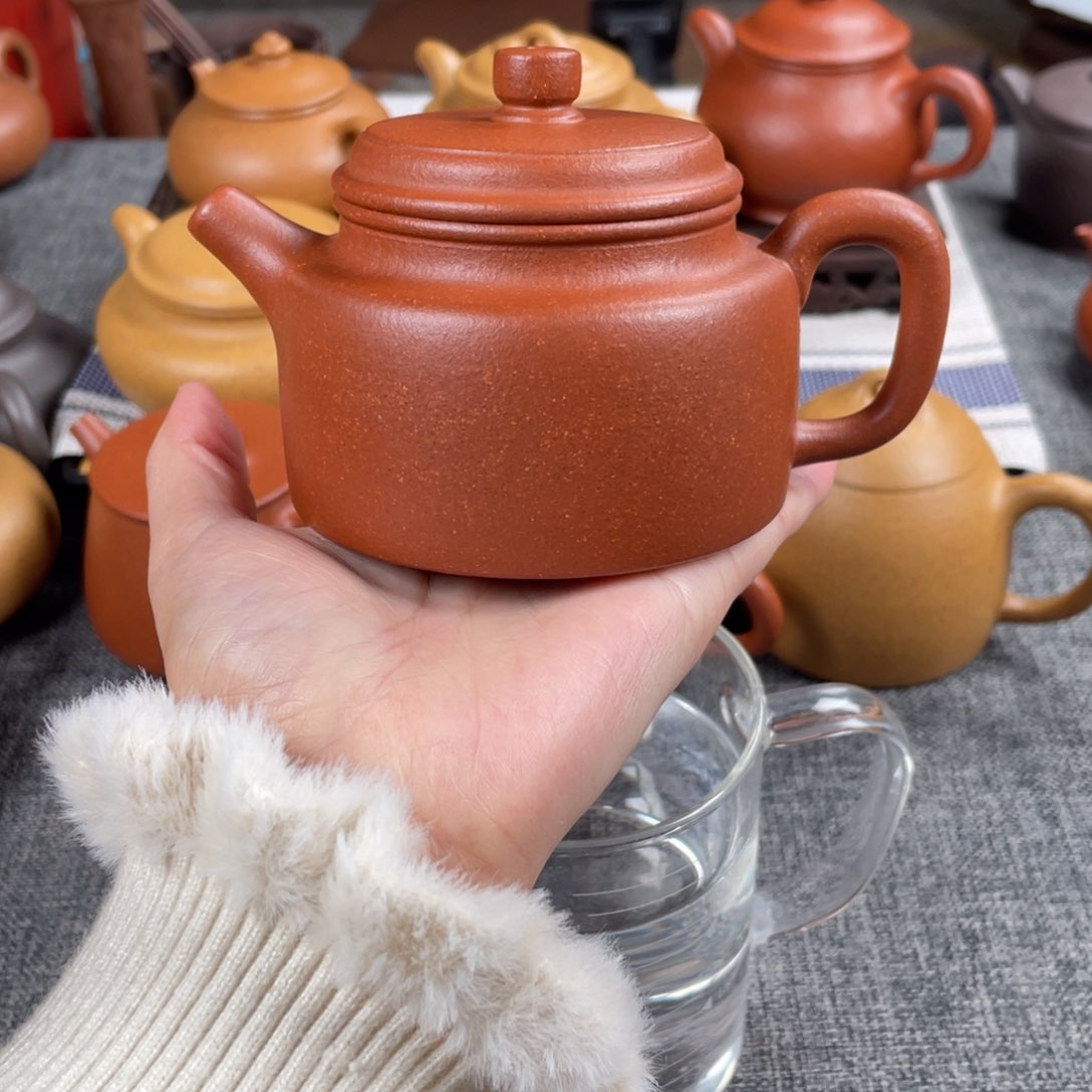 紫砂茶壶40目红降坡210德钟全手