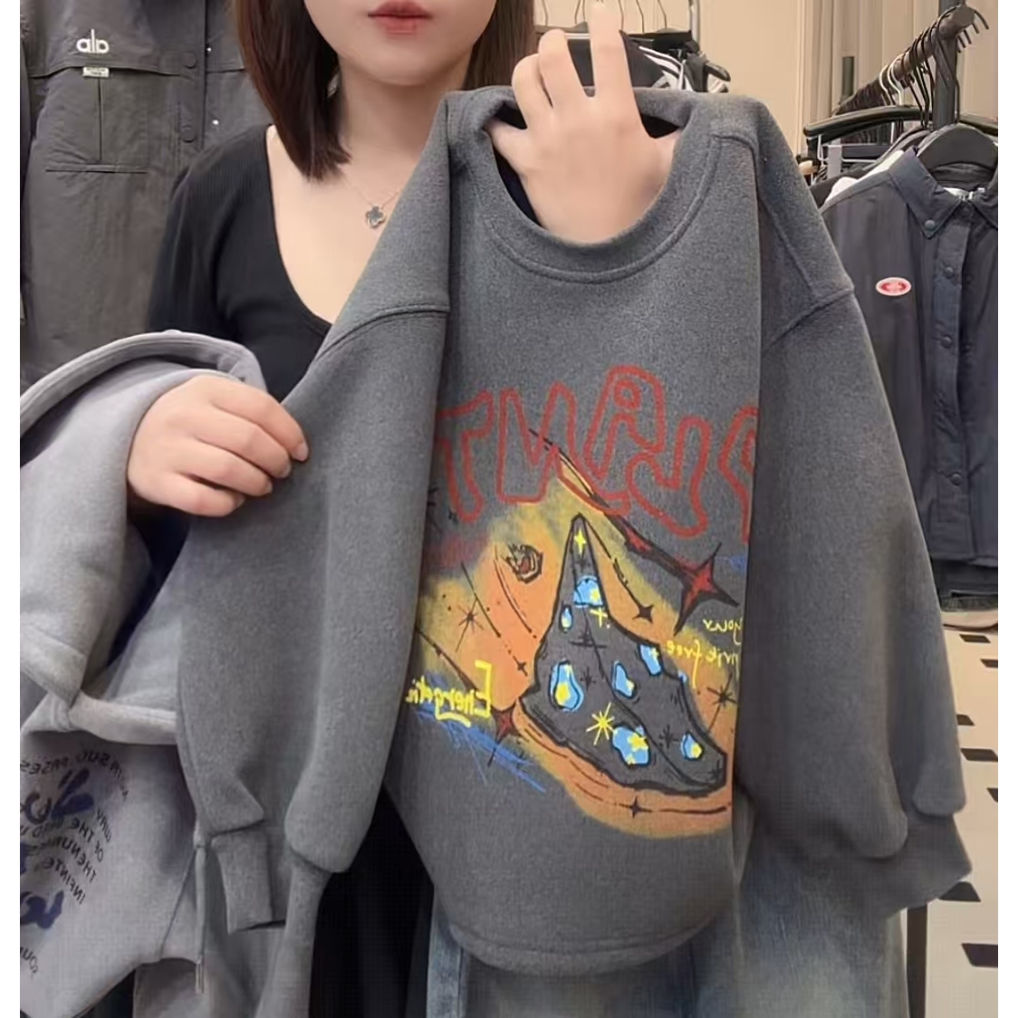 现货清仓秋冬加厚款新款儿童卫衣经典印花卫衣宽松休闲上衣