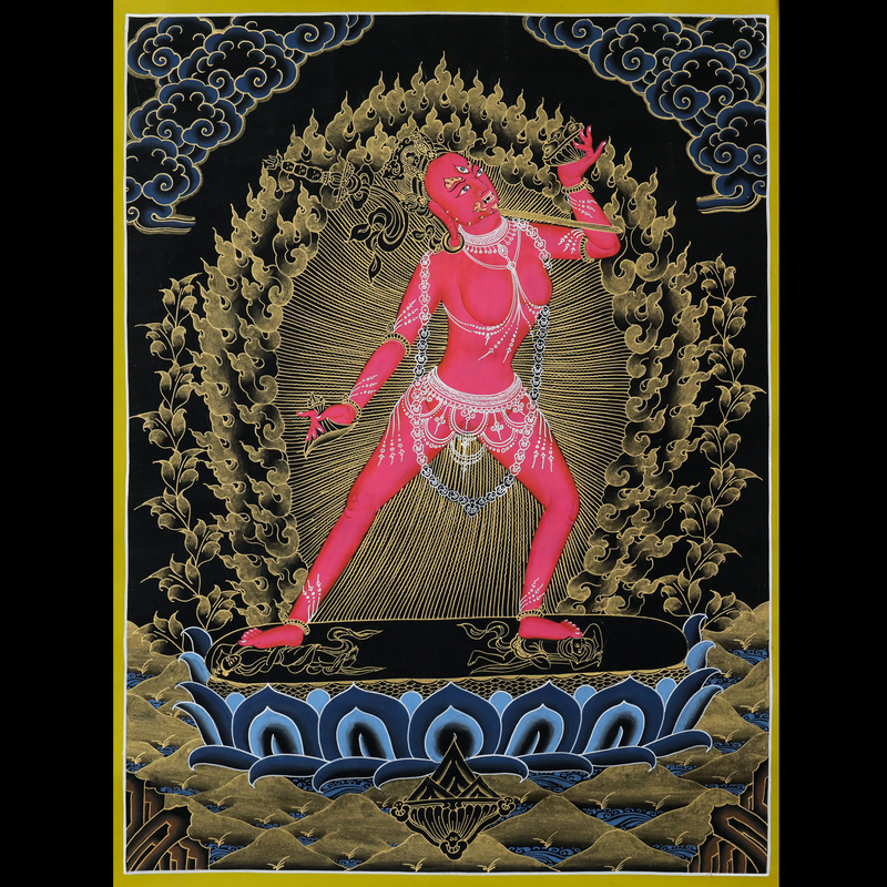 尼泊尔天然矿物质手绘--空行母唐卡约45x60cm G12240204-14