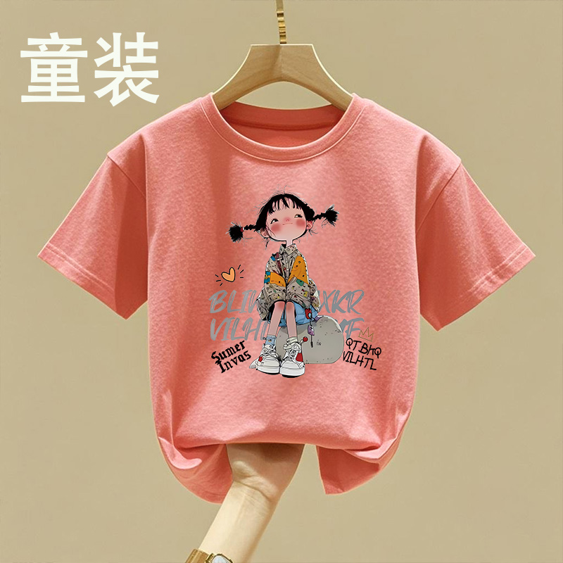 【童装】2025纯棉短袖t恤夏装休闲卡通半袖上衣中大童儿童休闲百搭
