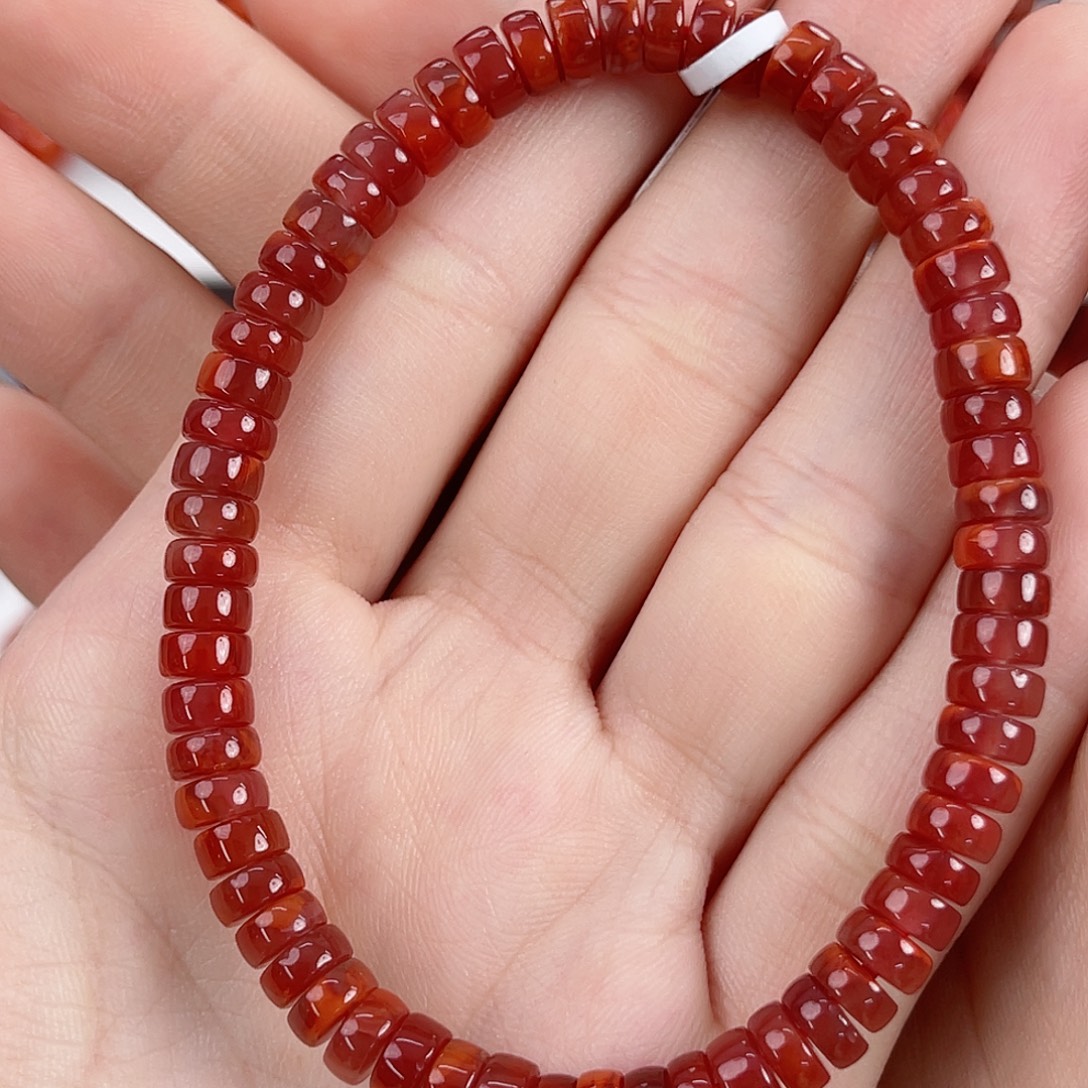 南红玛瑙未镶嵌瓦西牛血红精工片片6mm多圈