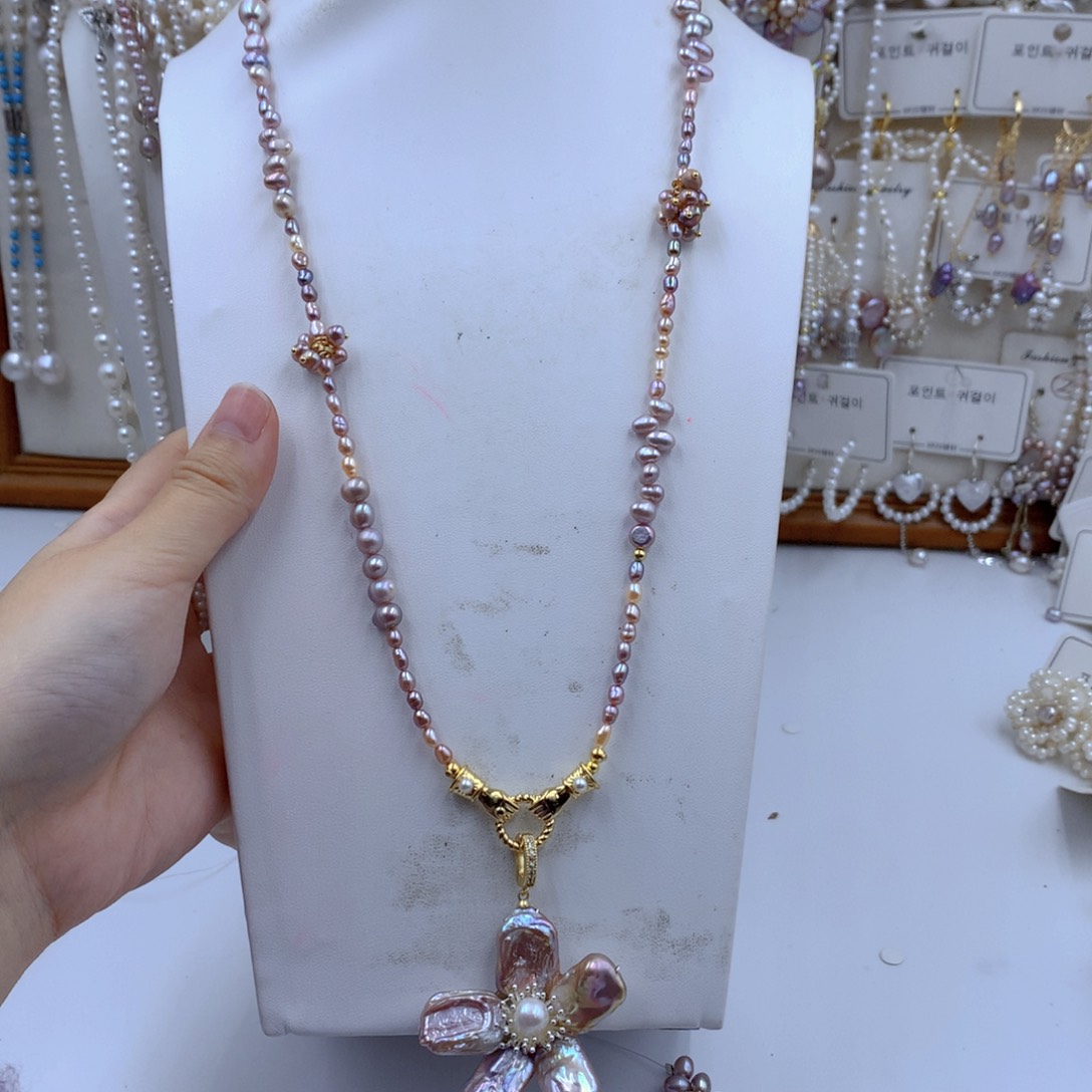 颈饰合金淡水珍珠