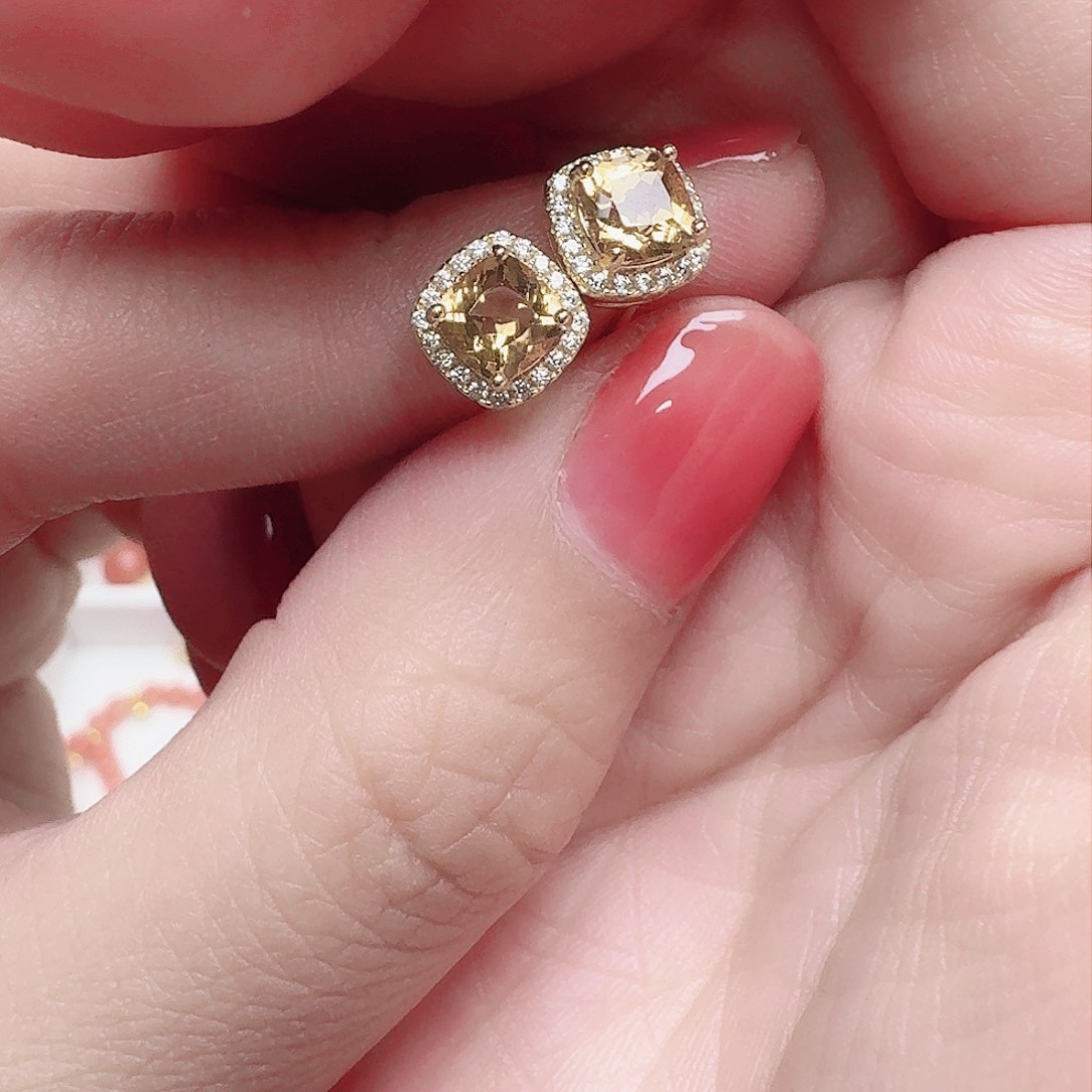 水晶耳饰银S925镶嵌耳钉