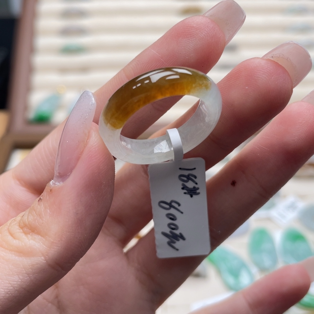 领***悟翡翠未镶嵌戒圈a46港圈18一口糖