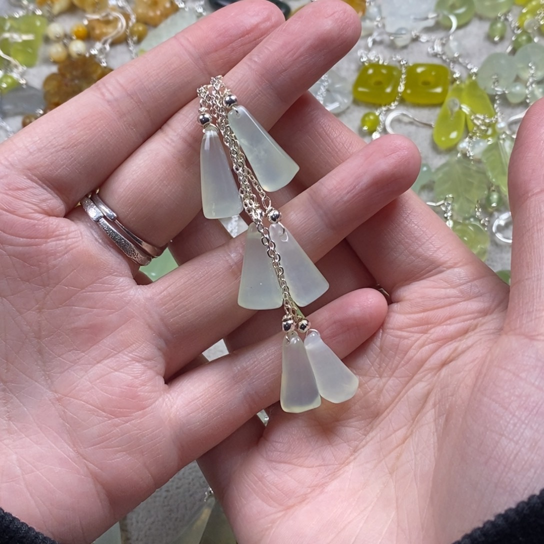 蛇纹石玉未镶嵌耳饰耳环挂件项链