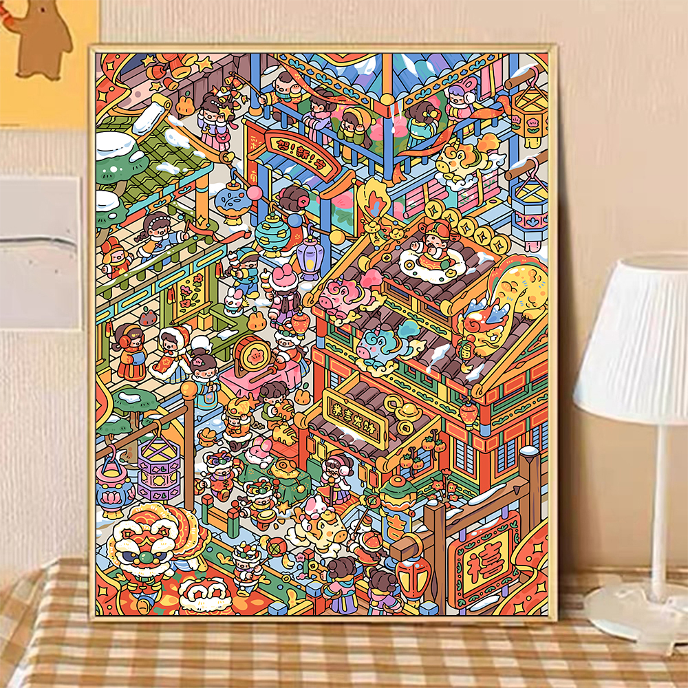 【奶香镇新年】独家高品质DIY数字油画丙烯手工装饰挂画