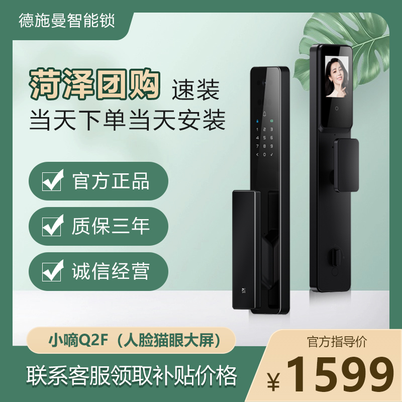 菏泽德施曼智能门锁3D人脸识别猫眼大屏指纹密码防盗智能锁Q2F