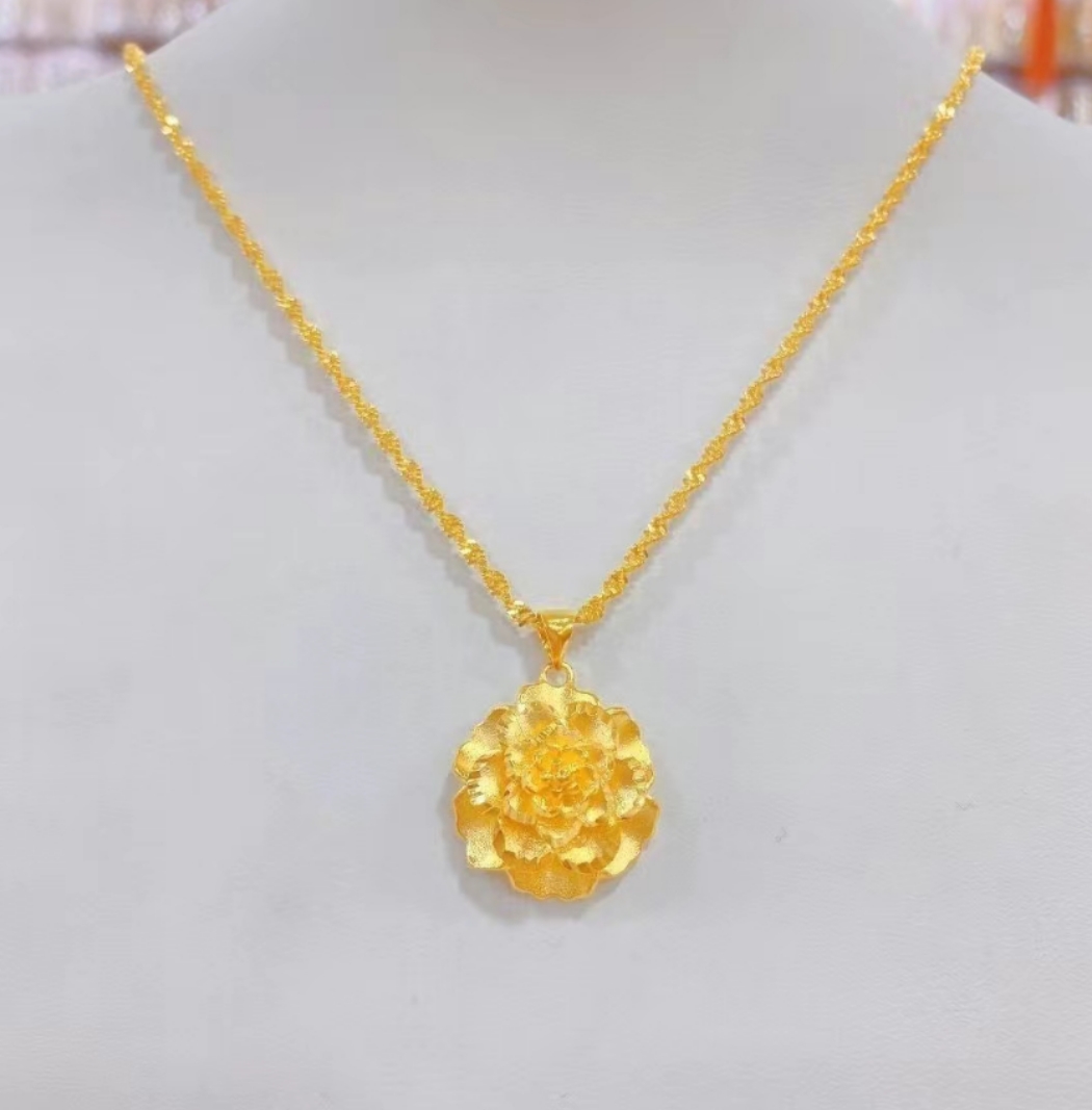 合金项链 金色9牡丹花多层锁骨链女轻奢简约百搭