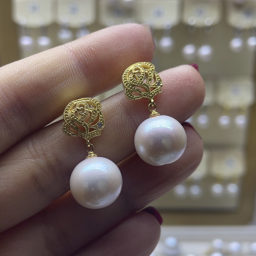 淡水珍珠耳饰银S925镶嵌