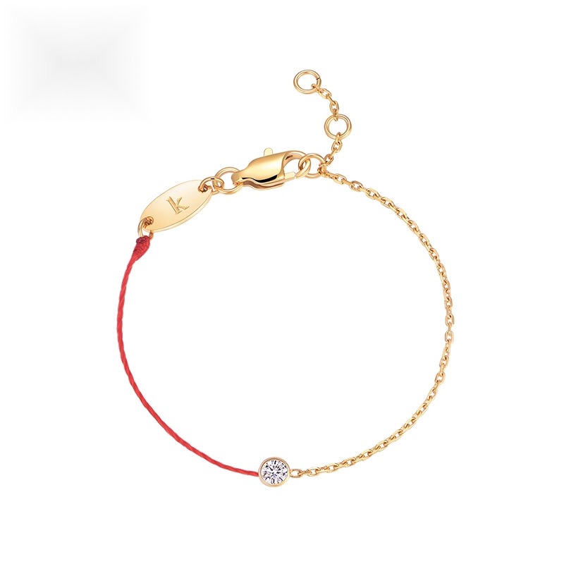 黄铜锆石手链 新春安哥拉红手链本命年饰品轻奢高级设计感单圆钻