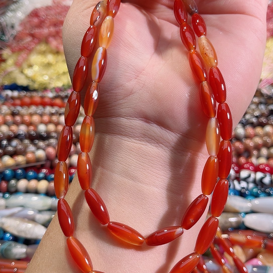 玛瑙/玉髓未镶嵌珠宝半成品玛瑙勒子一条6x16mm