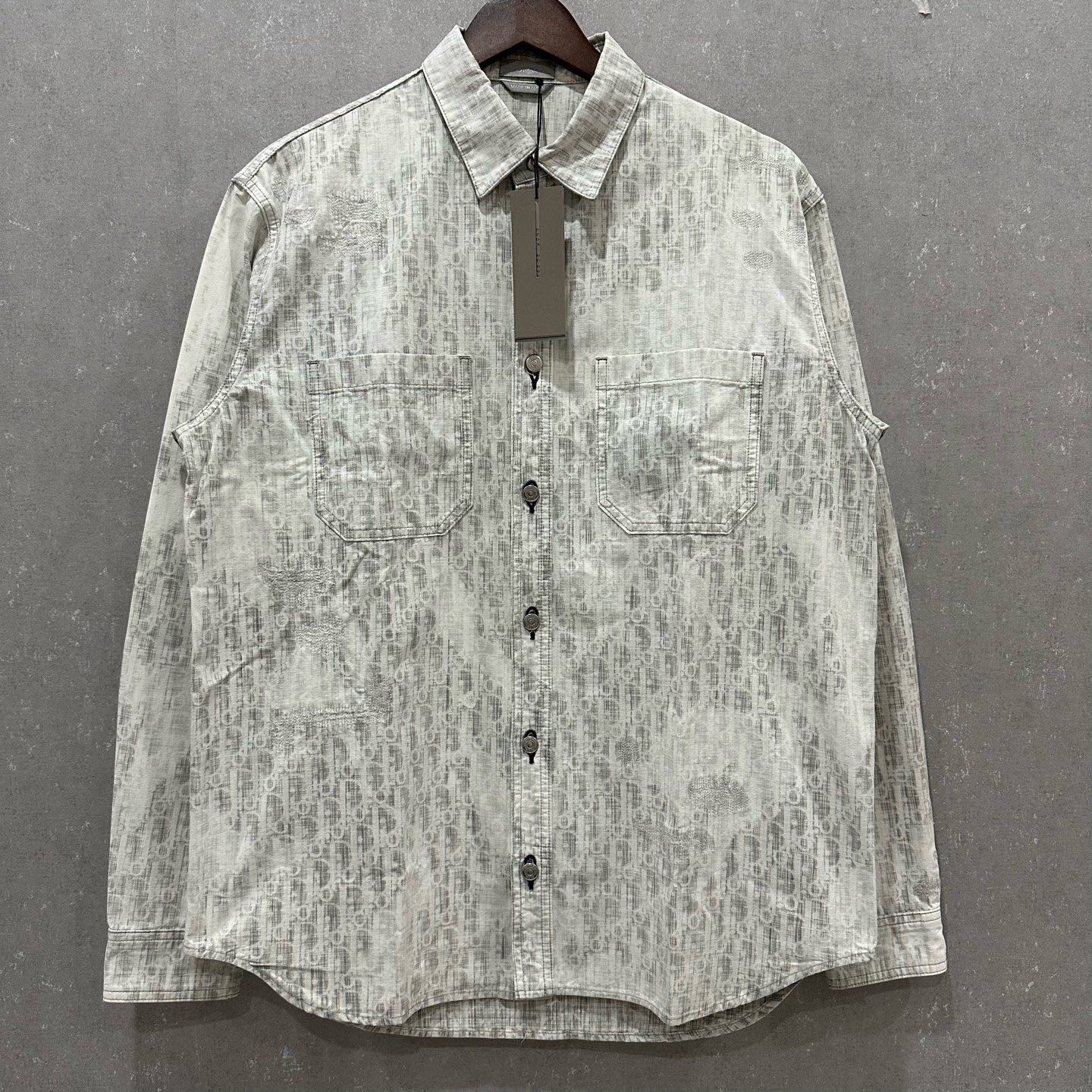 未使用 DIOR/迪奥 老花满印牛仔衬衫39码/004184