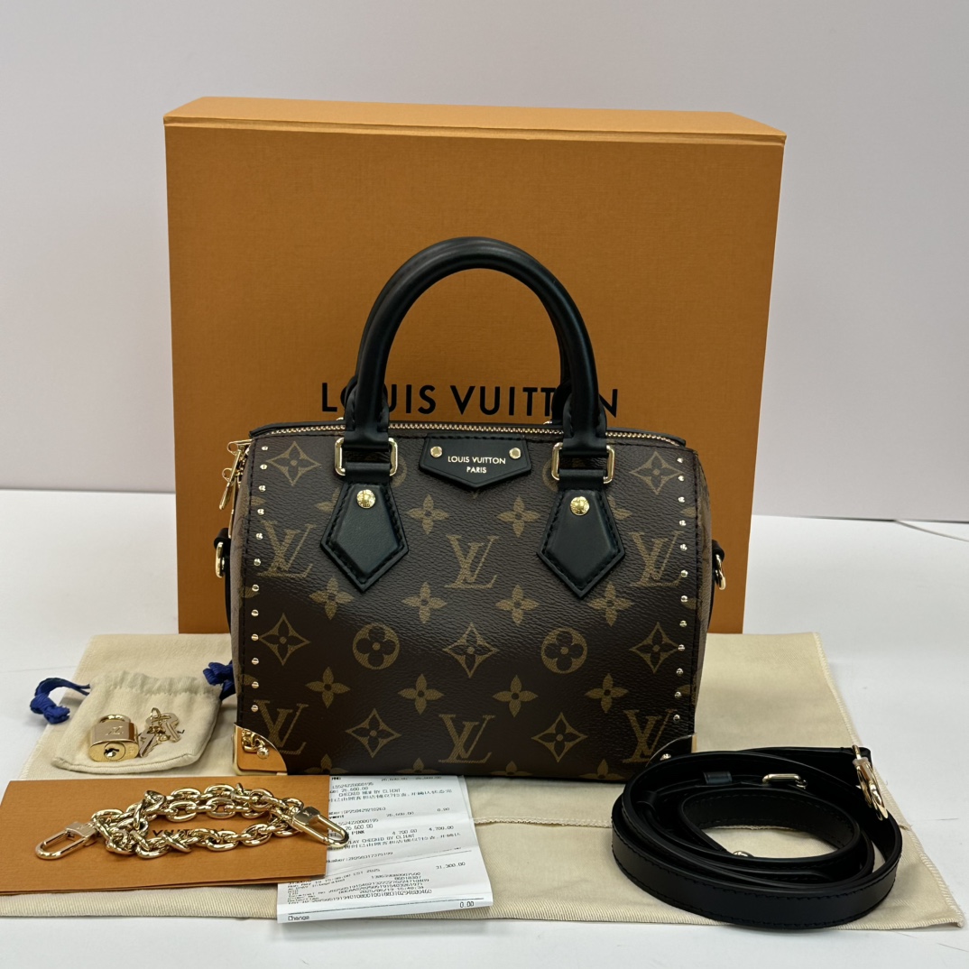 99新 LV 路易威登反转色 Speedy Trunk 20手提斜挎包 91942
