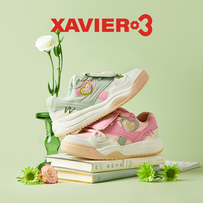 【新品首发】Xavier3明星同款脏脏鸳鸯板鞋女四季真皮透气低帮潮鞋