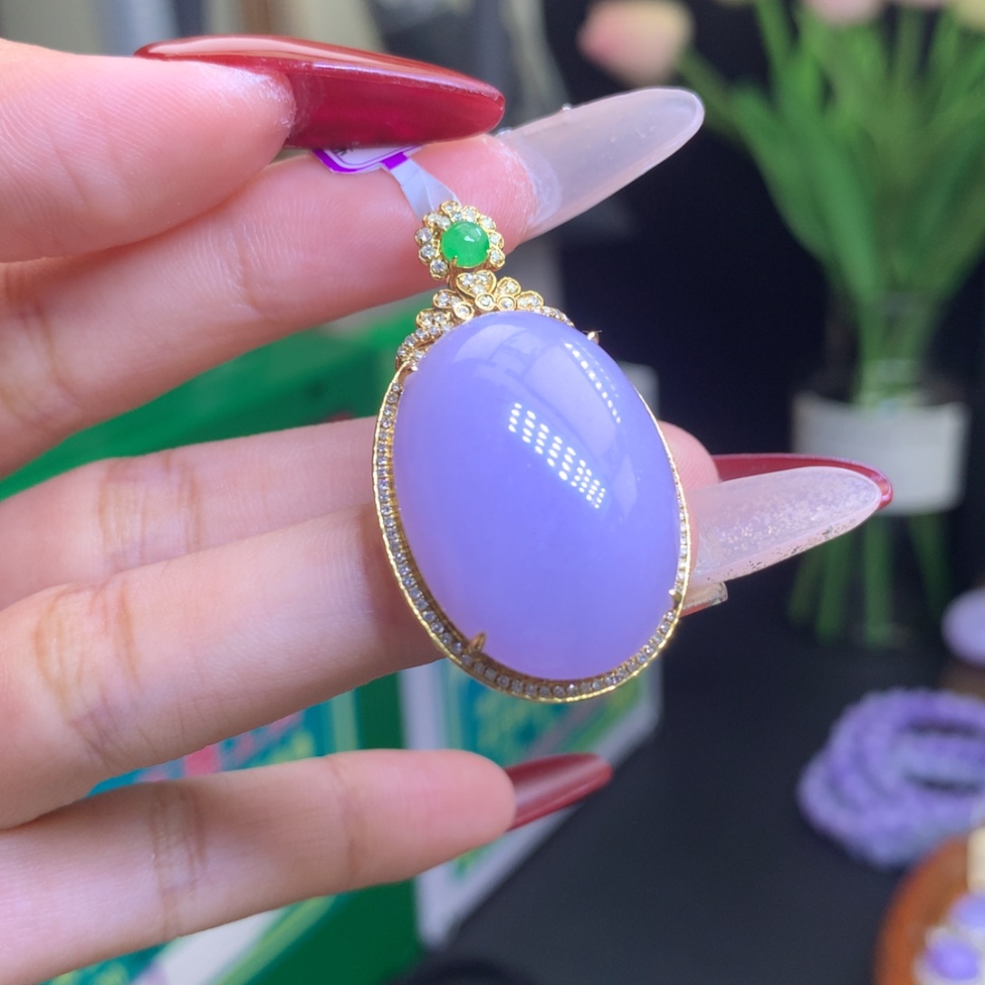 翡翠颈饰18K金镶嵌天然