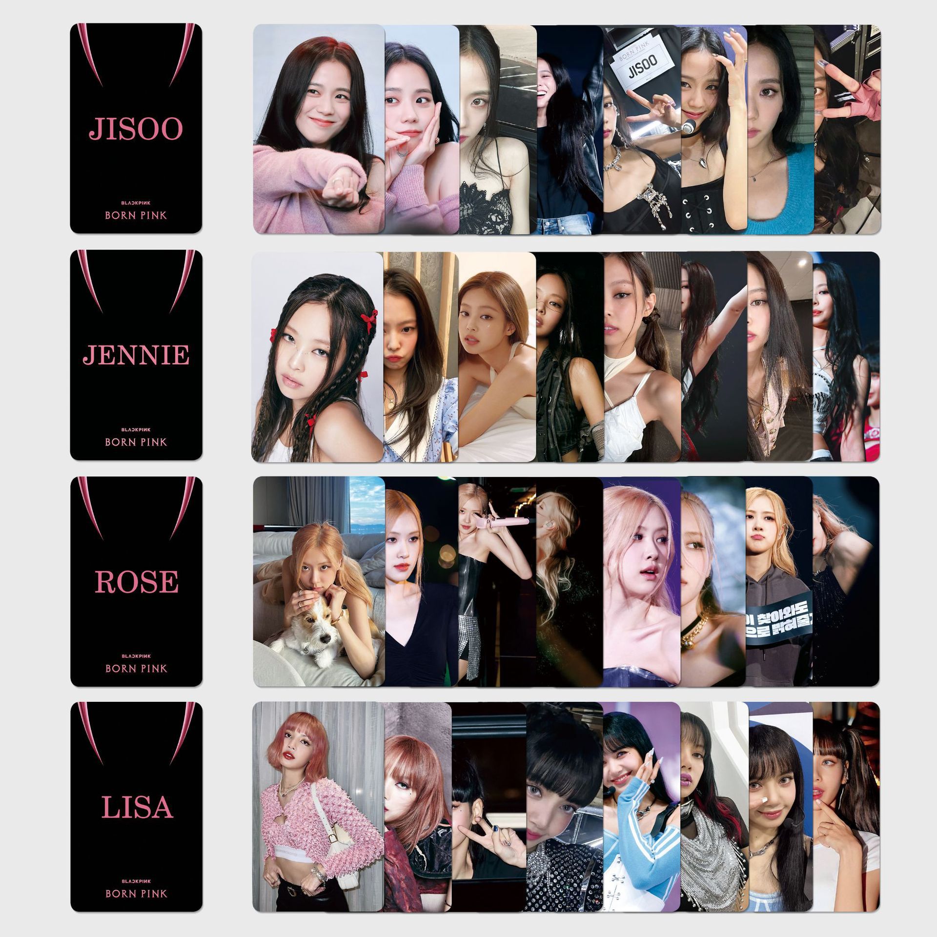 BP粉墨小卡bornpink专辑小卡LISA JENNIE JISOO ROSE 8张精选