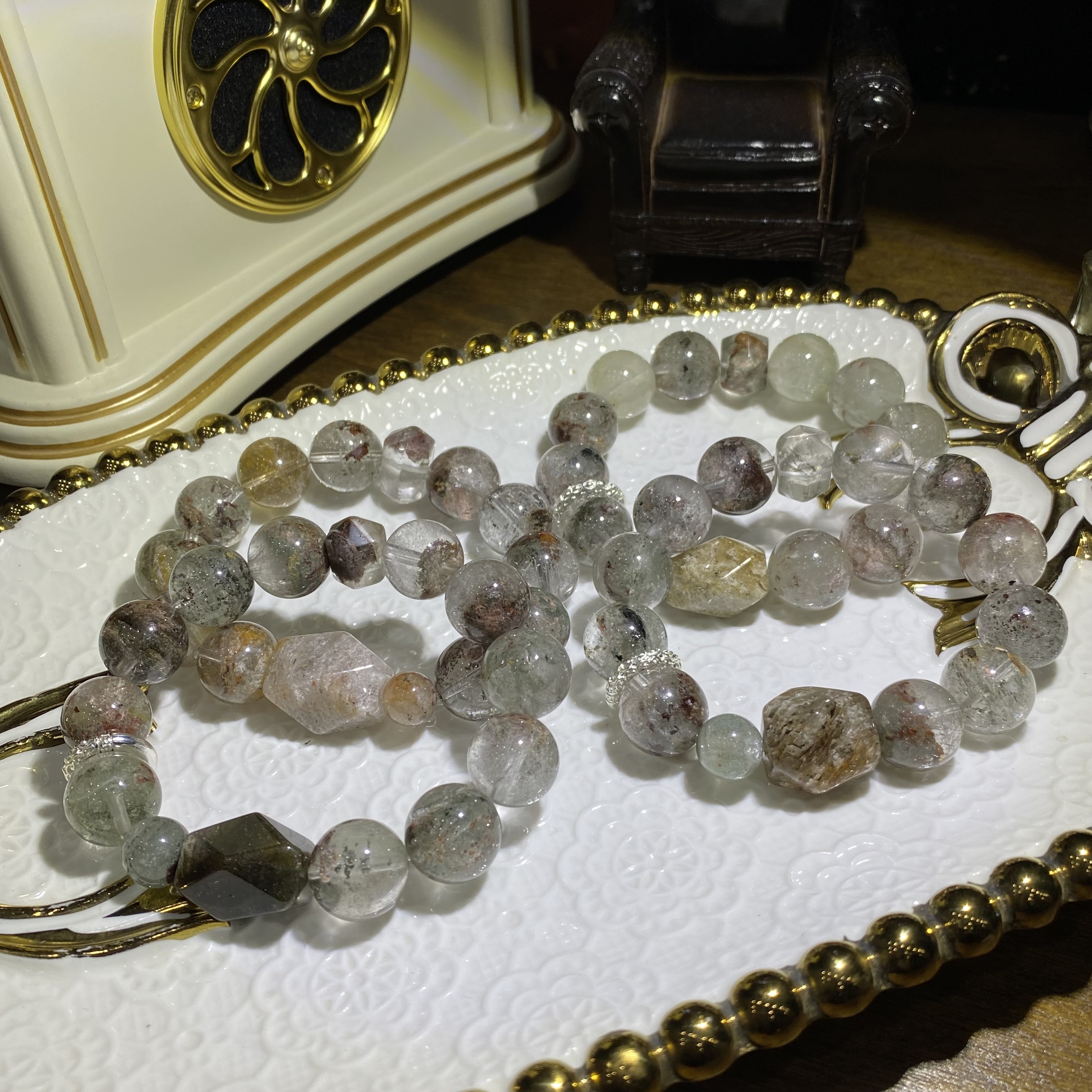 V287-天然老矿料绿幽灵手串设计款-多样性发其一