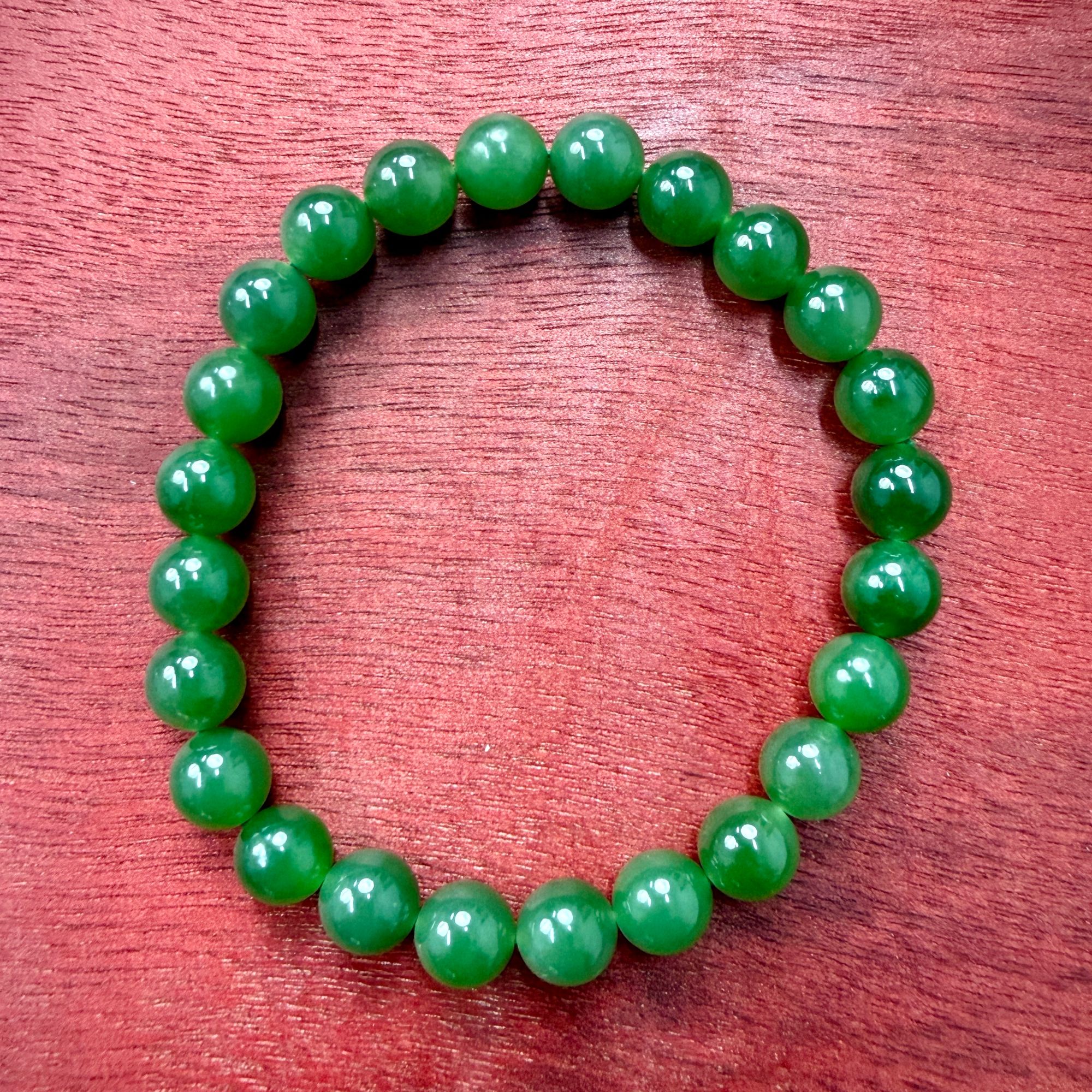 【大国非遗】俄料和田玉碧玉单圈素珠手串8mm 38592