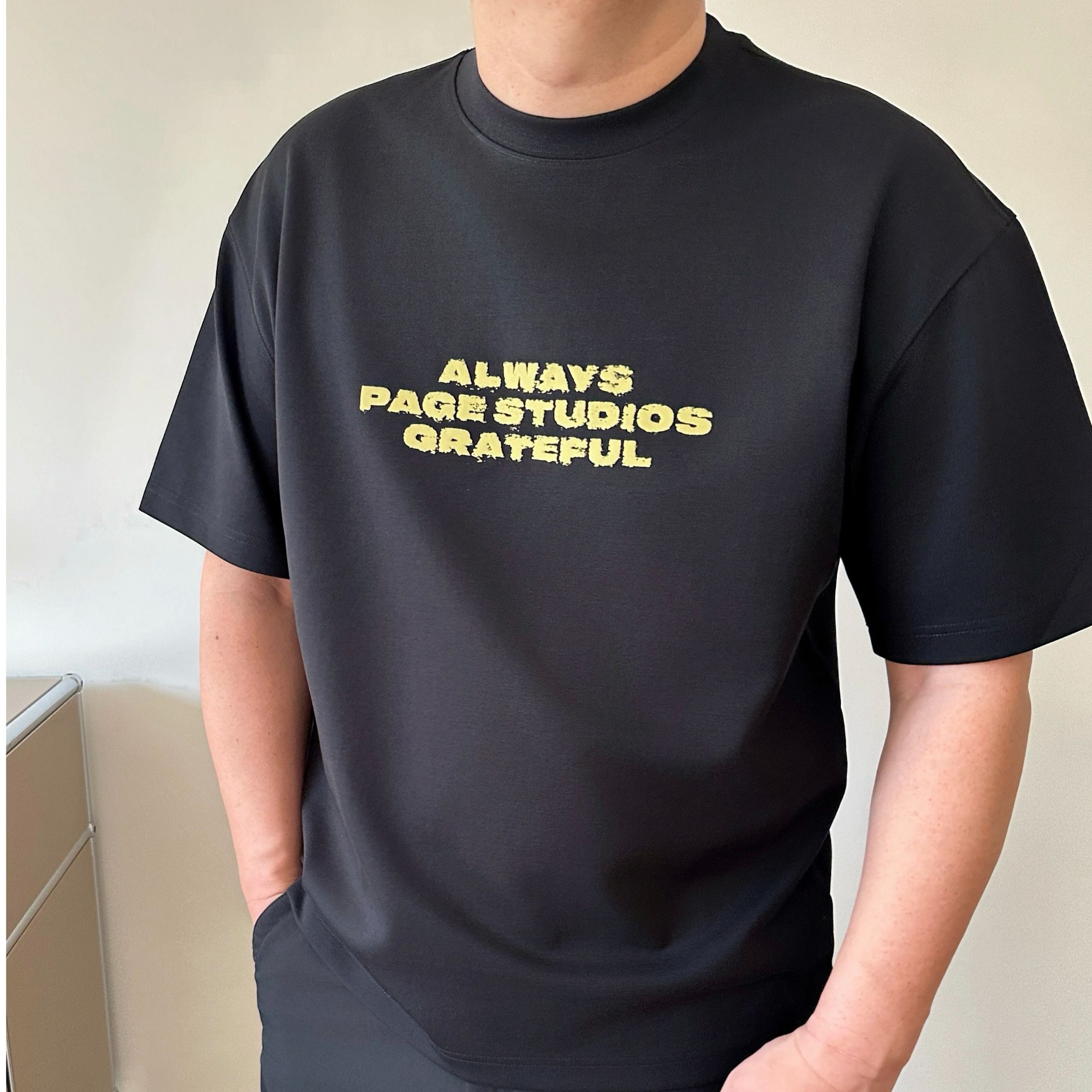 大依无忧大码男装春夏重磅宽松廓版加肥加大圆领男士短袖t恤半袖