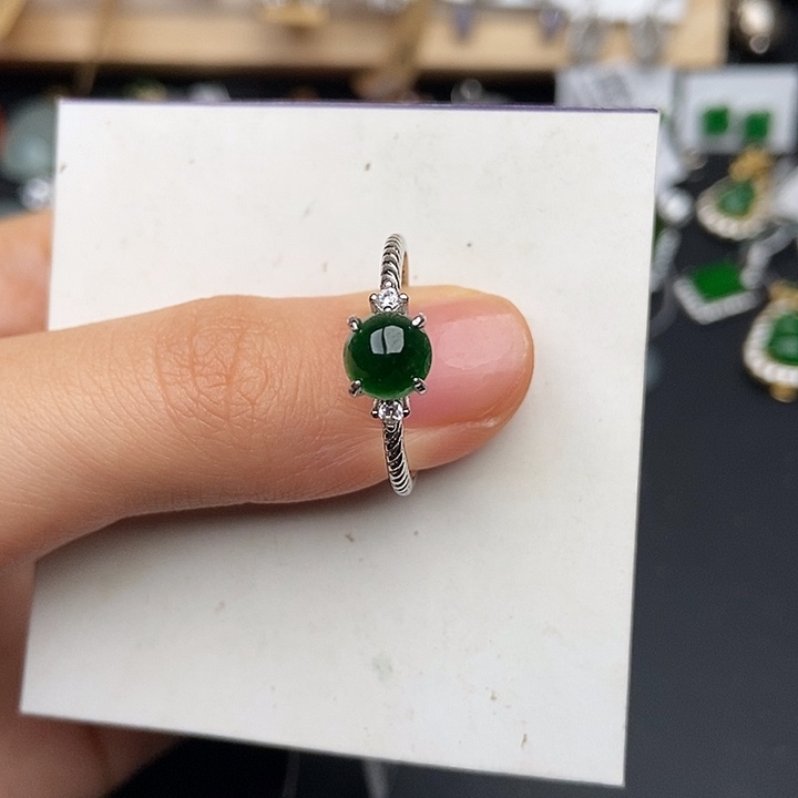 翡翠银S925镶嵌戒指
