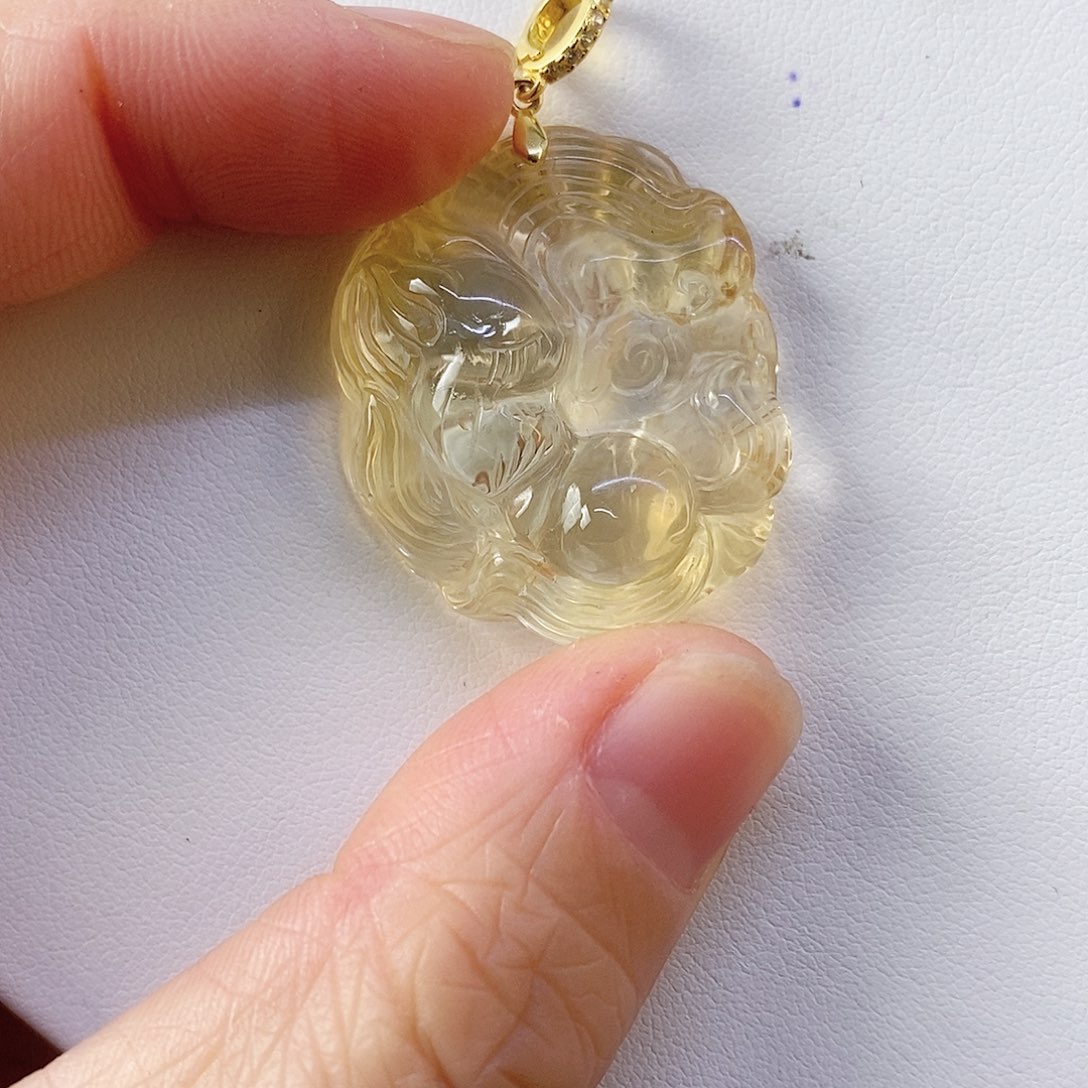 水晶吊坠(不含链)银S925镀金镶嵌福利