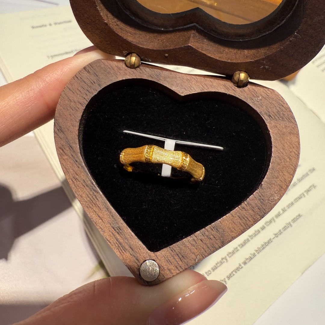 JA『丝绒竹节戒指』5G黄金足金999 活口可调节