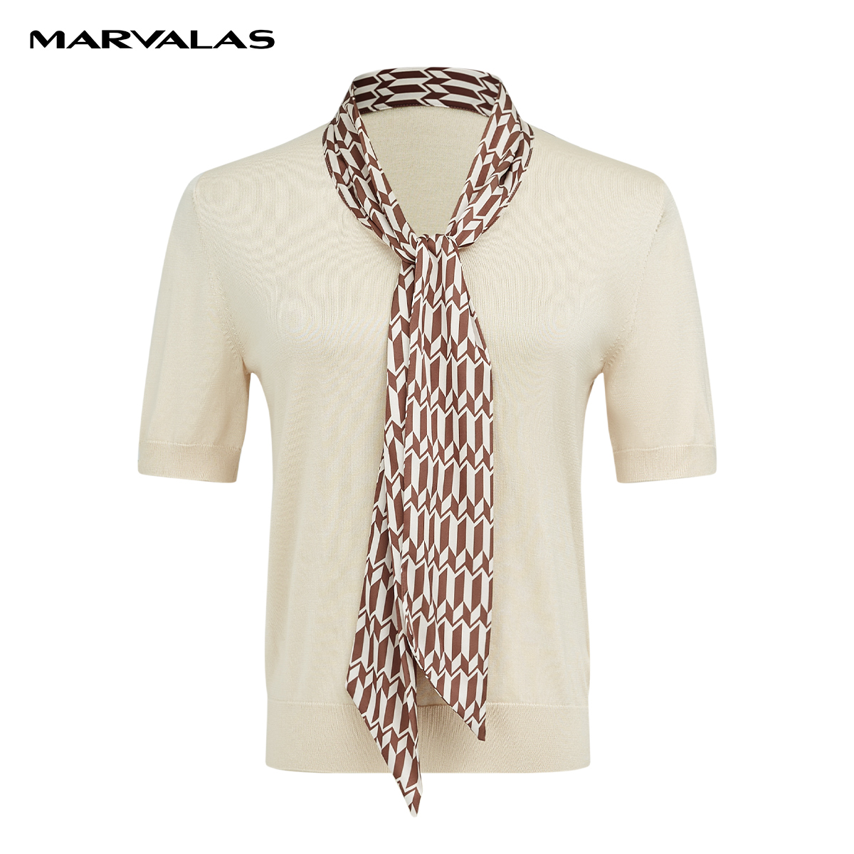 【九月专属】M733103535曼德诗套头短袖针织衫纯色时尚气质上衣