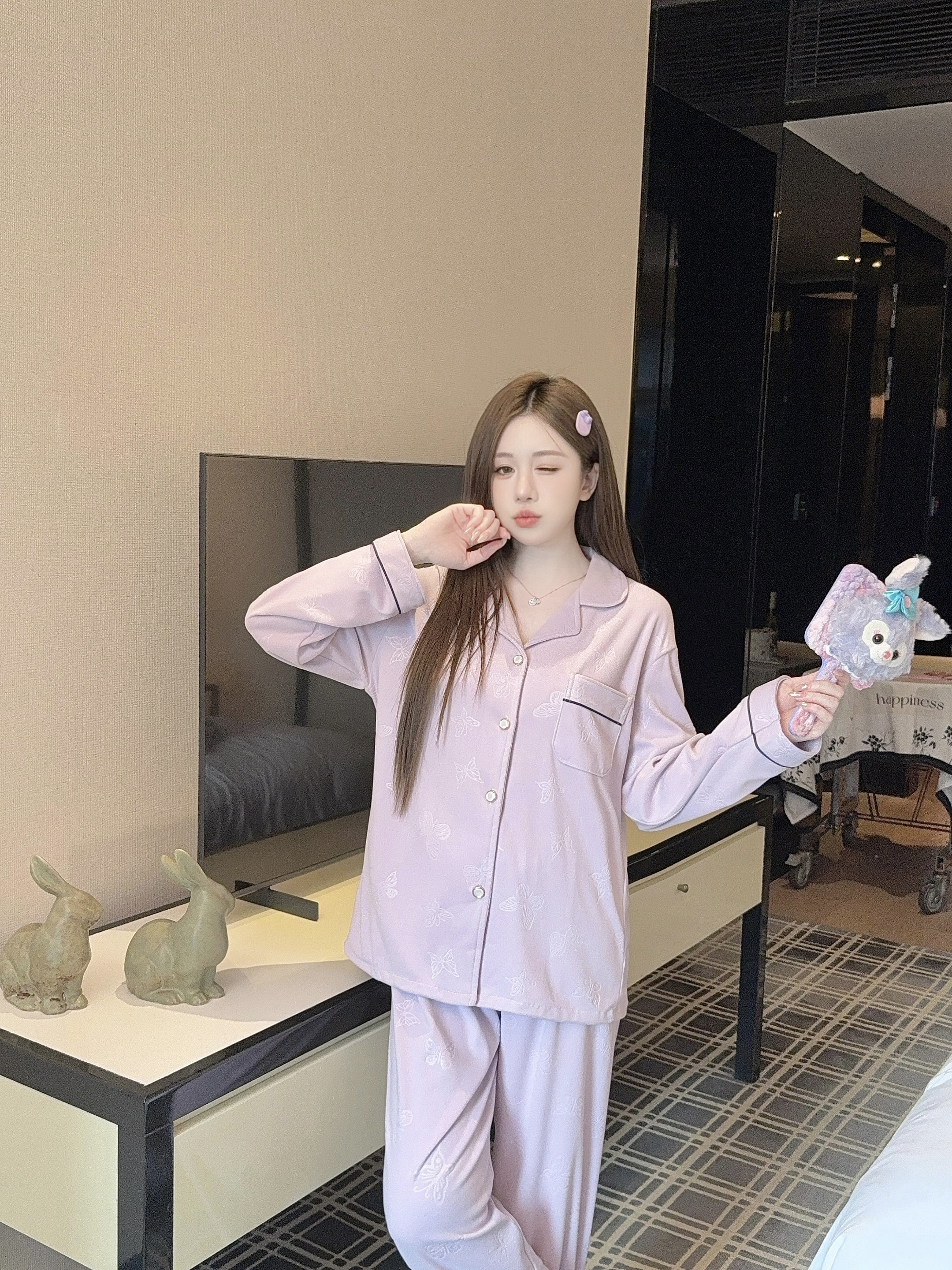 德绒加厚少女可爱睡衣女秋冬季 保暖抗静电新款家居服套装