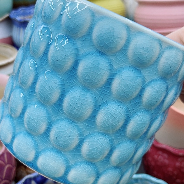 多肉绿植陶瓷花盆9.9包邮，有孔