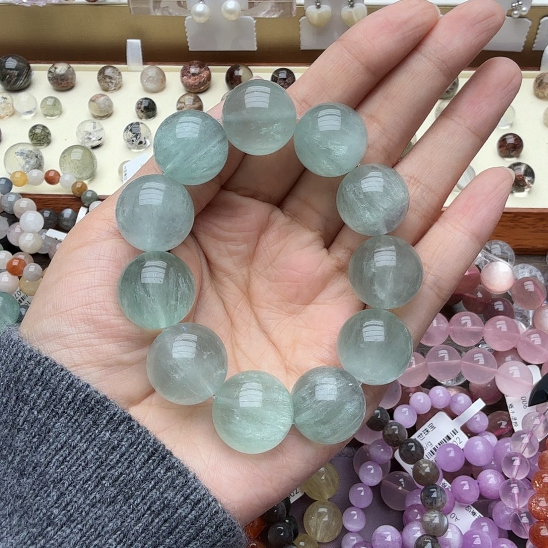 萤石手链未镶嵌拉丝蓝萤石