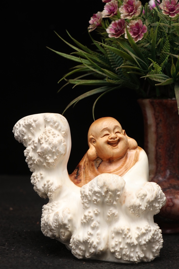 【瘤花弥勒】柏木双色花菜瘤疤，长12宽8高14创意工艺品茶室