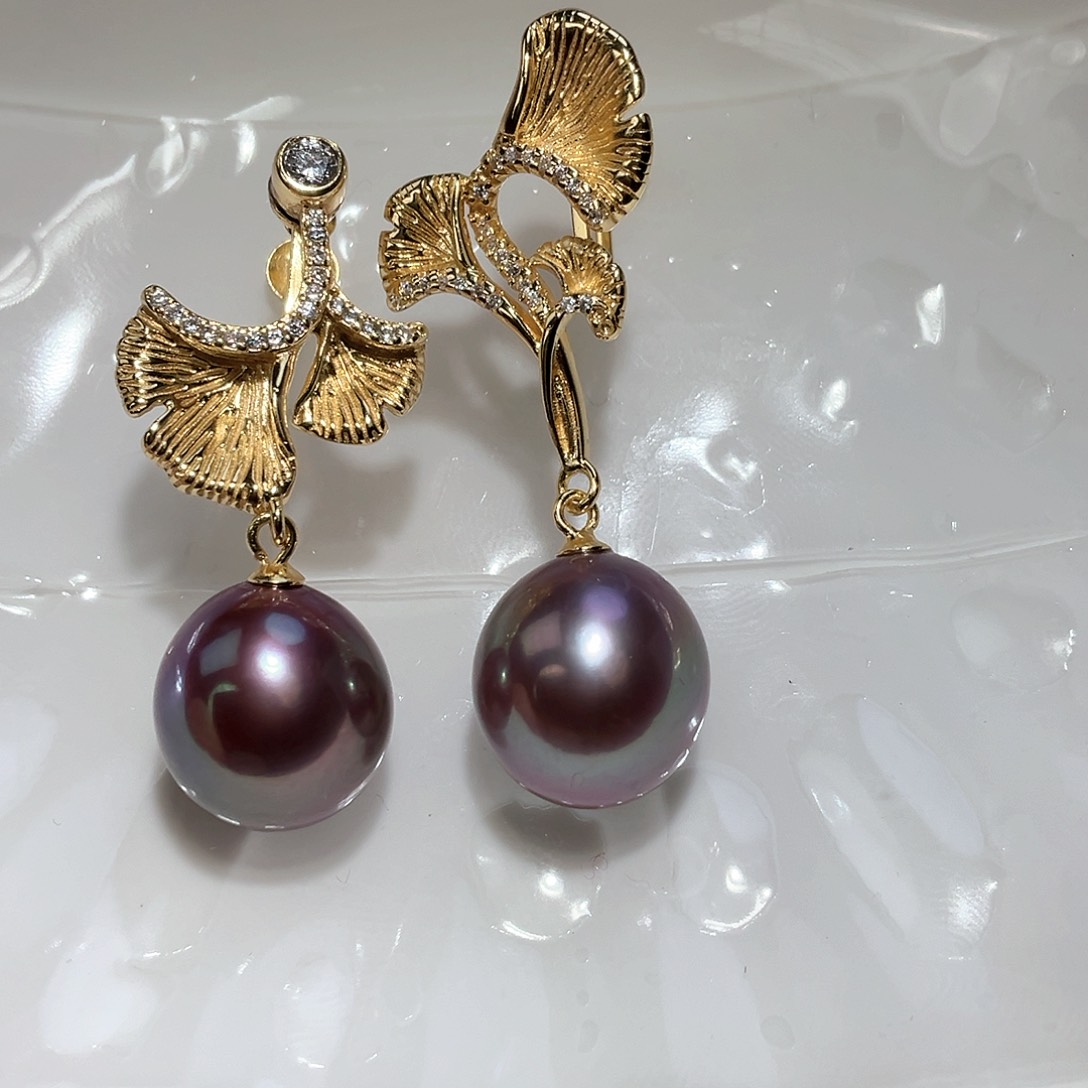 淡水珍珠耳饰银S925镶嵌V****