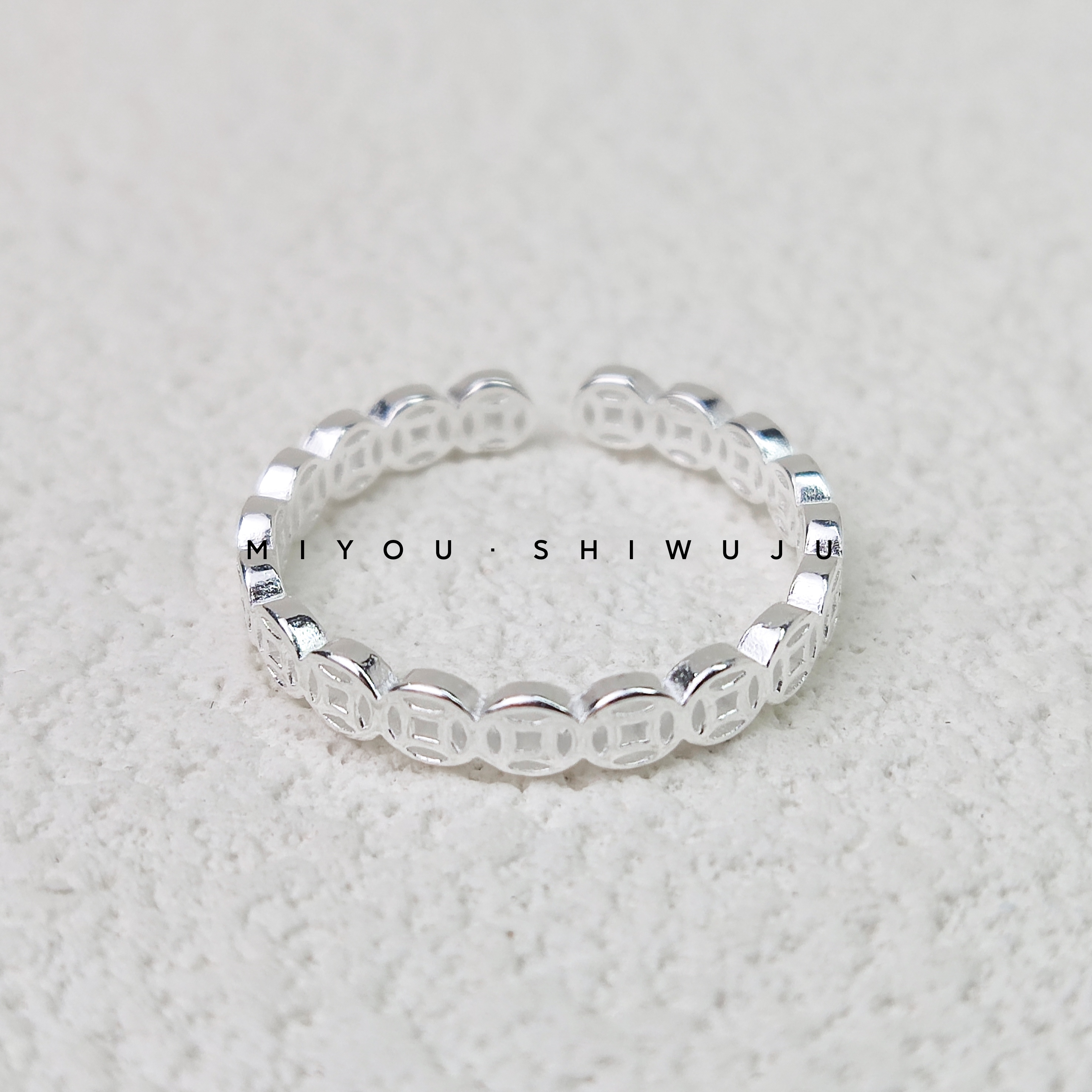 925银戒指 钱币戒指手工气质时尚百搭复古小众