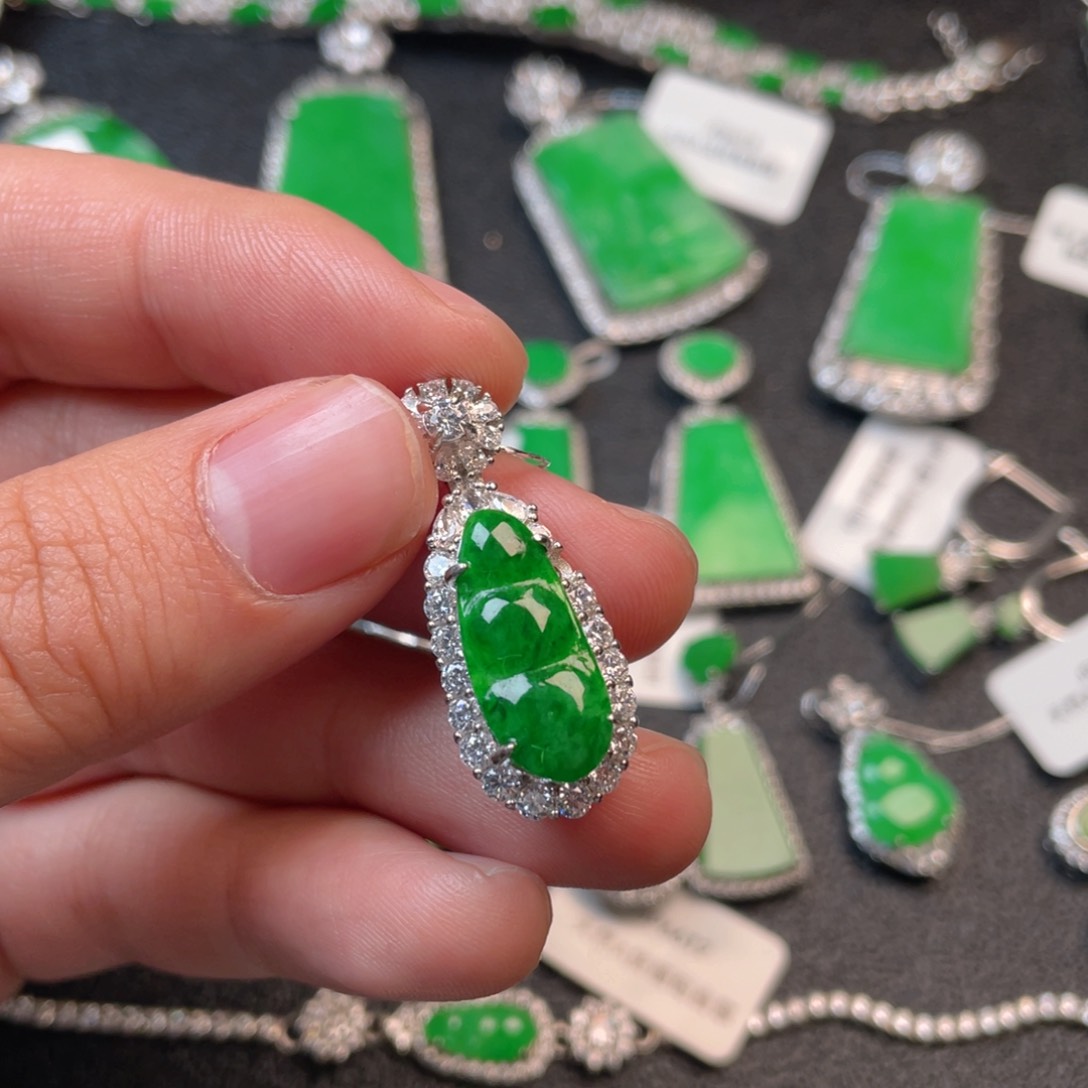 翡翠吊坠(不含链)银S925镶嵌