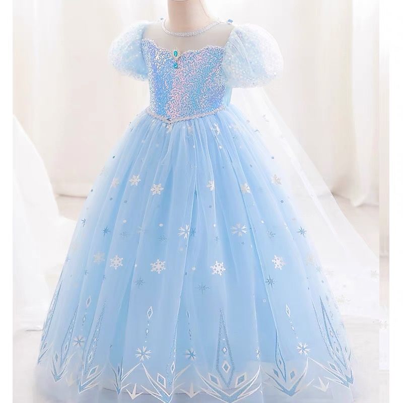 女童夏季冰雪奇缘爱莎小女孩裙子蓬蓬纱生日礼服春夏艾莎长款洋气