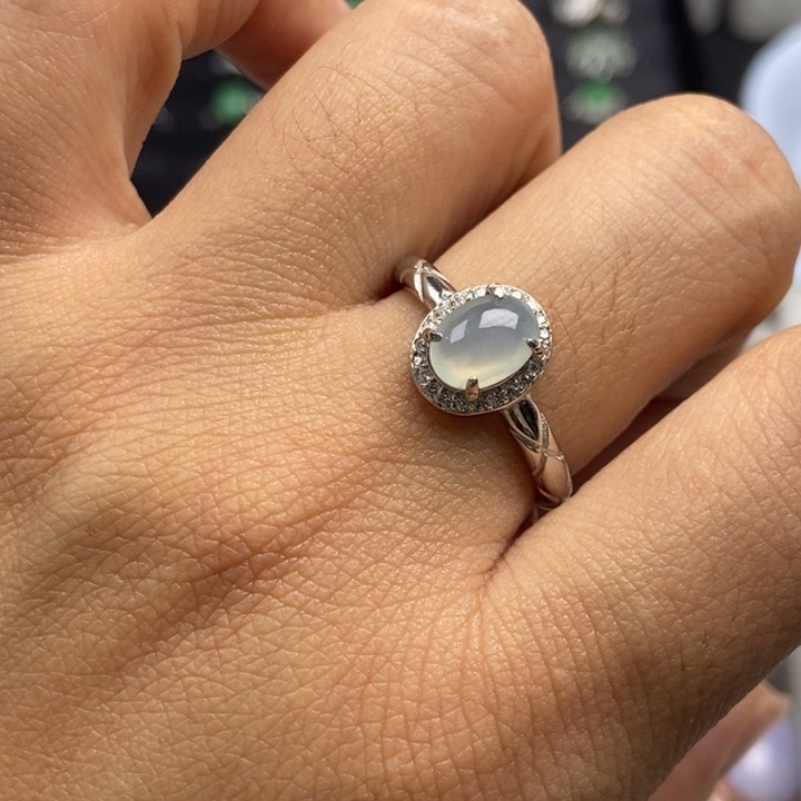 翡翠戒指银S925镶嵌戒指