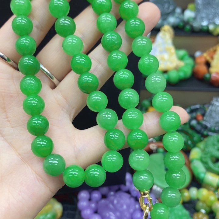 丽***新翡翠未镶嵌颈饰项链9