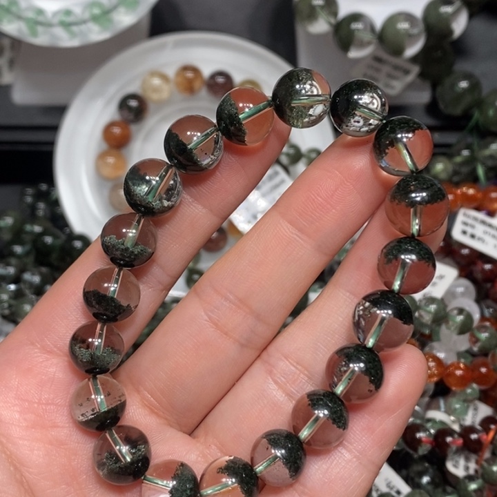 未镶嵌手链水晶绿幽灵聚宝盆手链