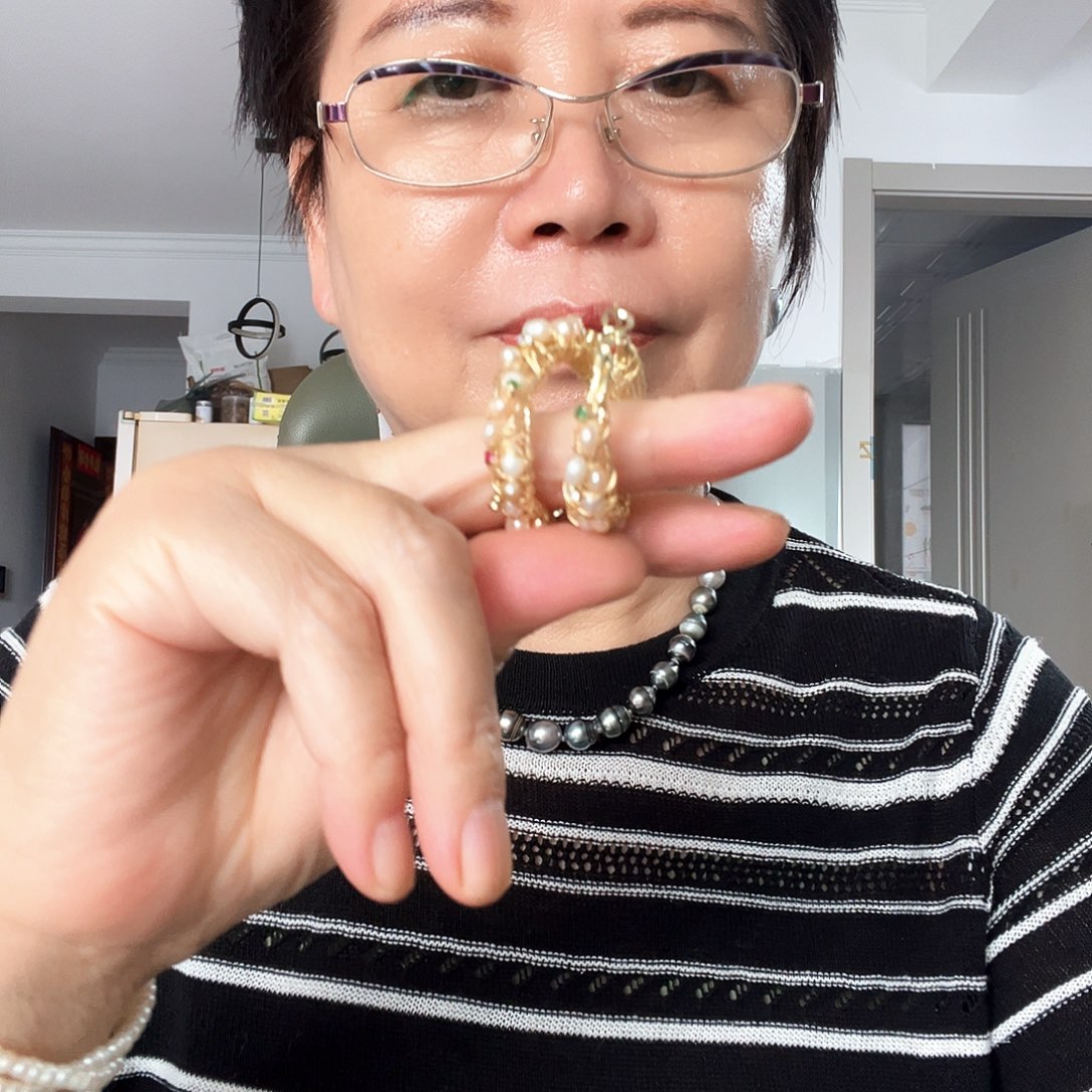 合金耳饰淡水珍珠蕊*