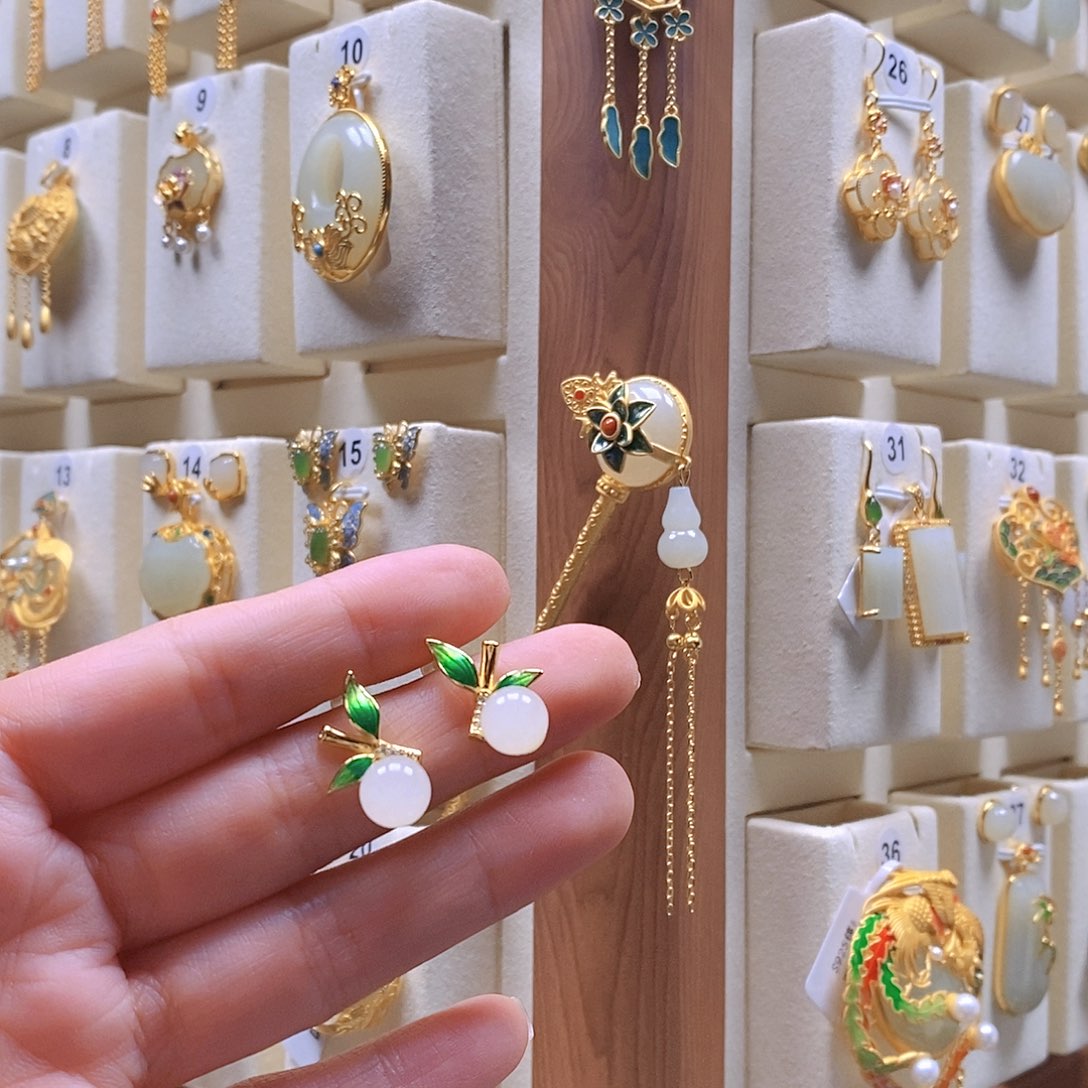 和田玉颈饰银S925镶嵌