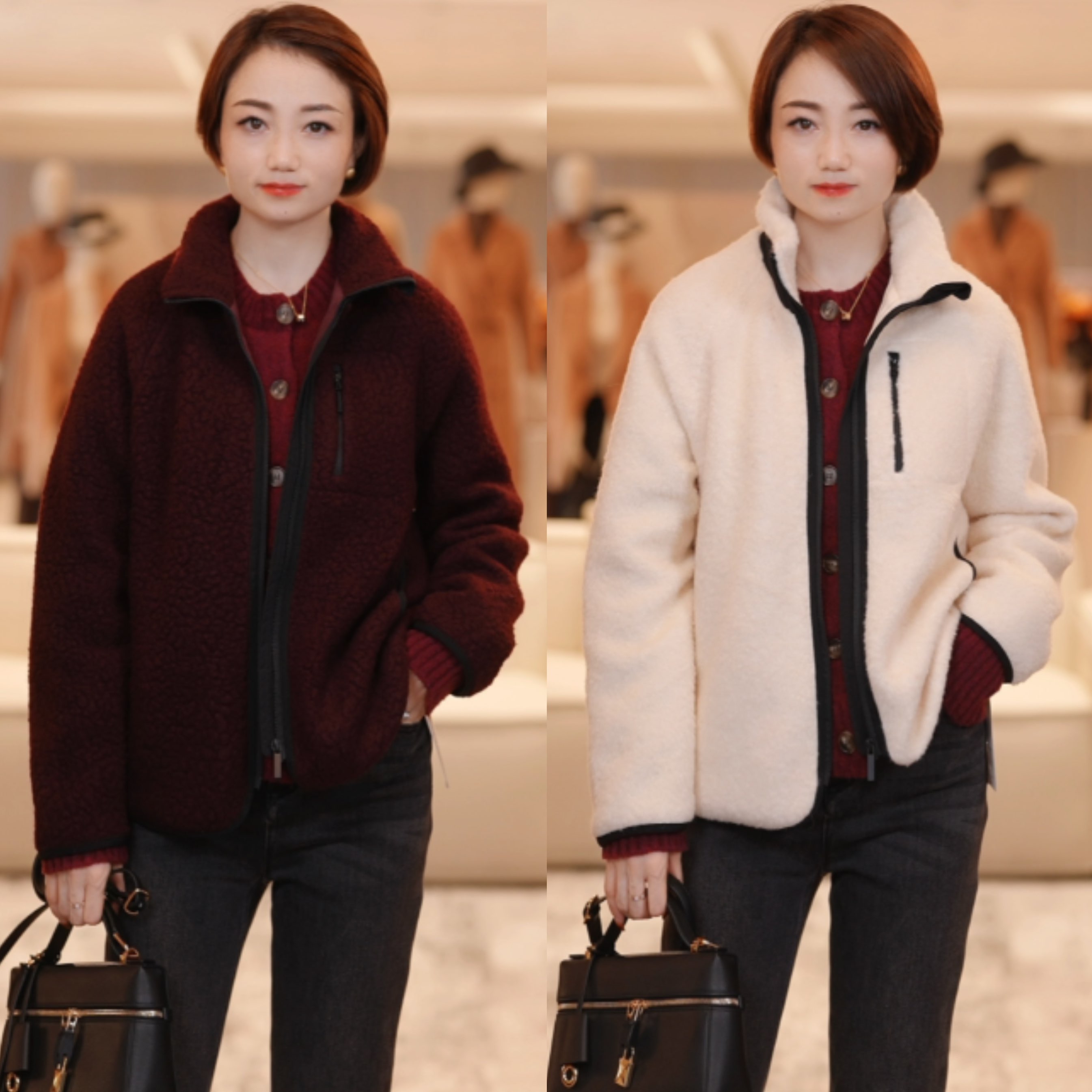 【黑标小禾糯米外套  】洋气撞色百搭保暖奥粒绒外套-8S137W5097