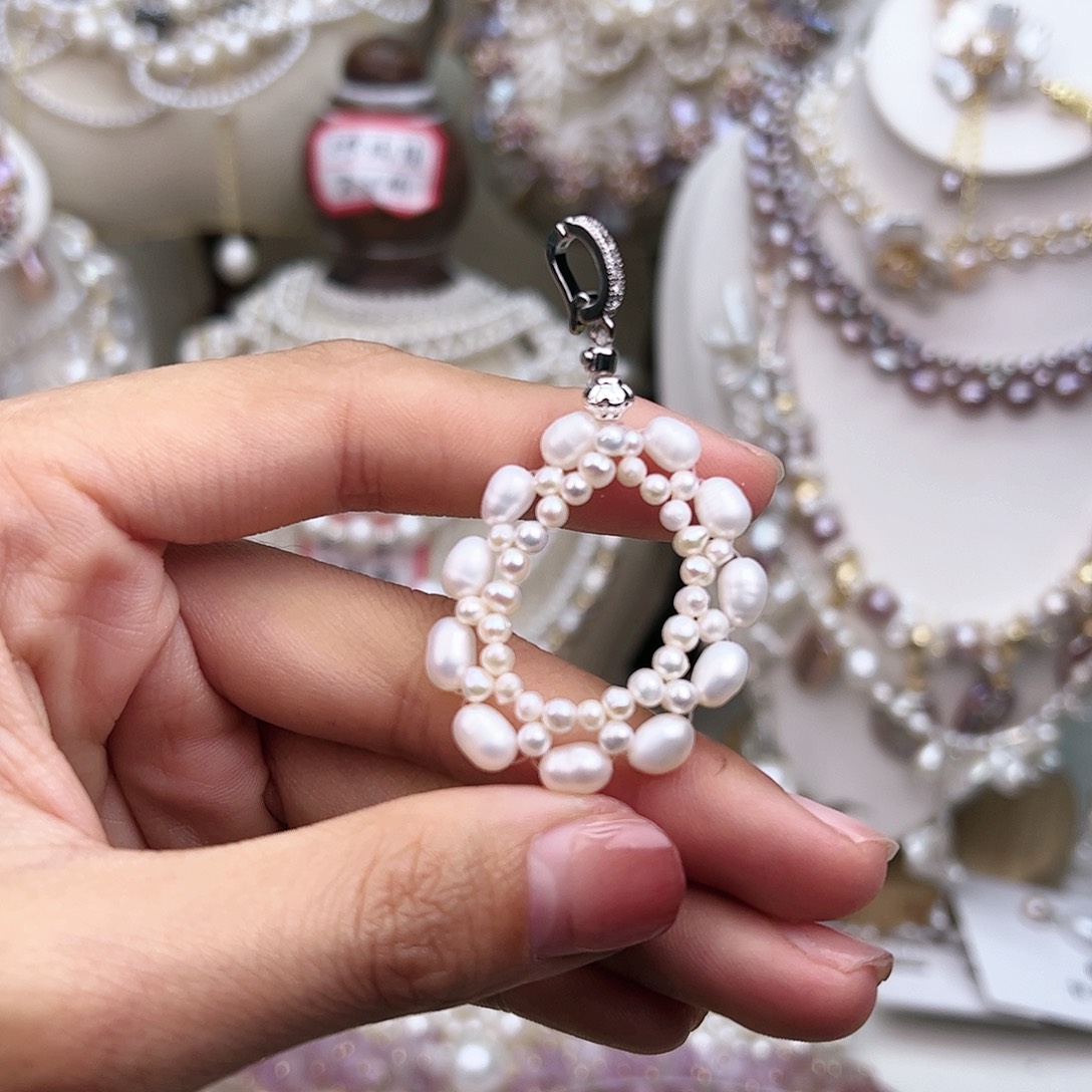 淡水珍珠颈饰银S925镶嵌