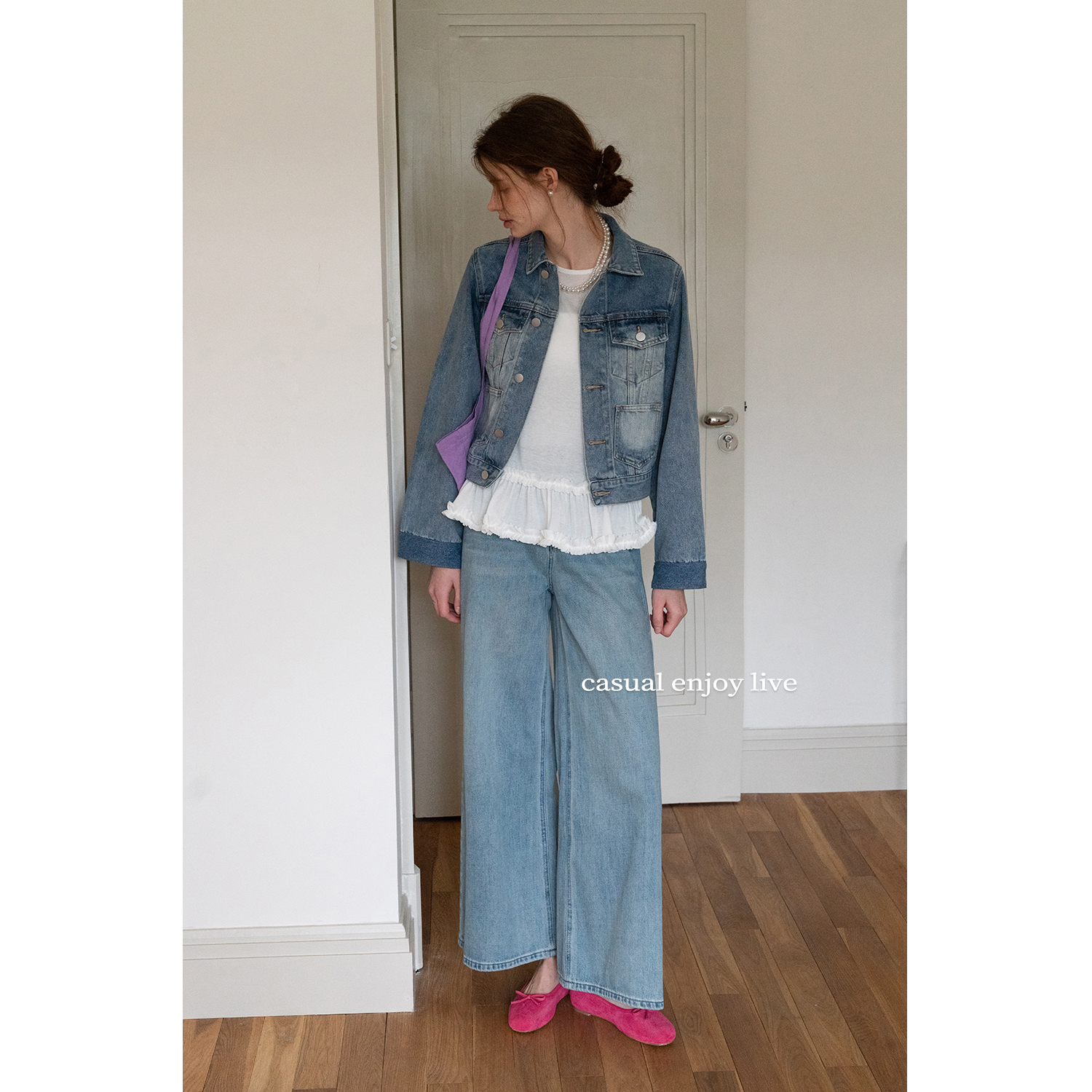 EGGKA【现现】多口袋牛仔短外套E25C1004AF