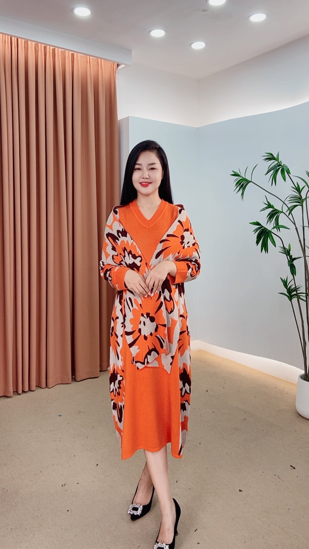 788号女装复古秋冬季气质优雅提花连衣裙显瘦气质大摆裙