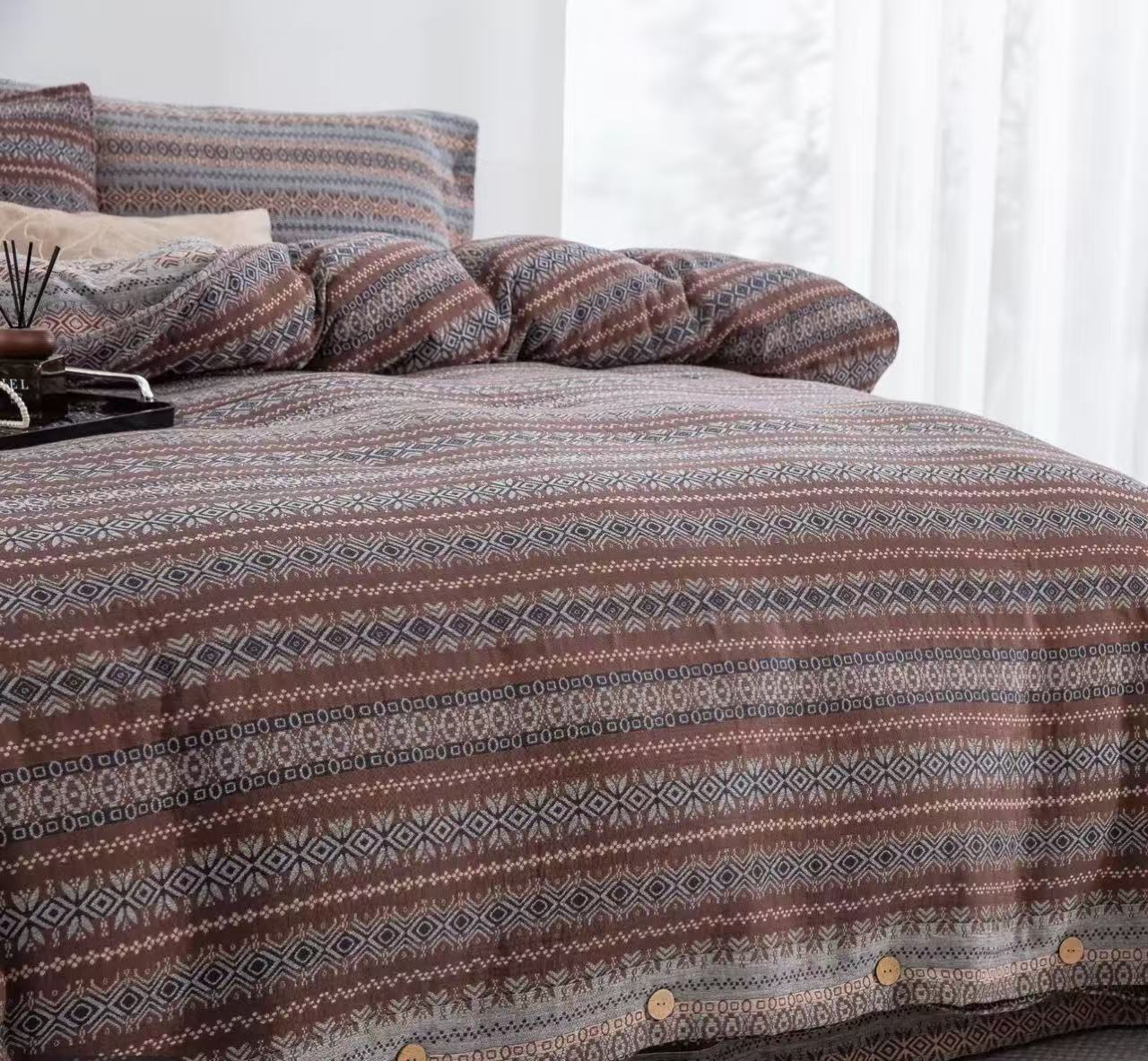 【床单】高奢定制 多功能240*250cm床单  棕调部落三件套