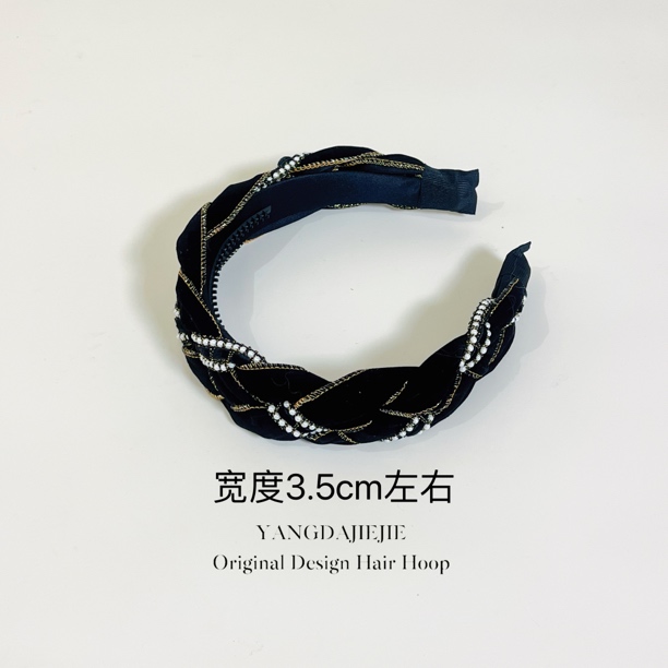 杨大姐推荐《绮丽香风》韩国新品丝绒高颅顶手工编织拼色发箍发饰