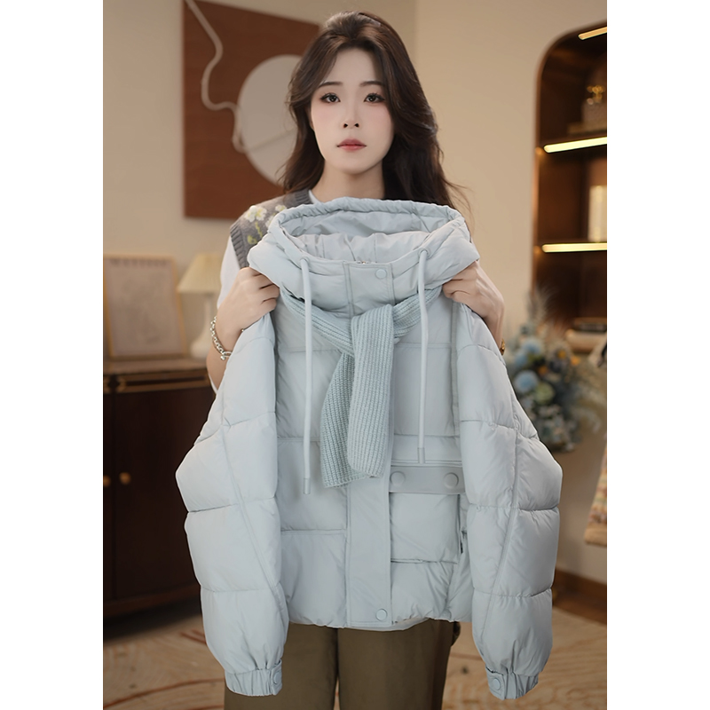 女童冬装厚款棉服外套2025冬季新款女孩时尚带帽保暖棉服Q63417