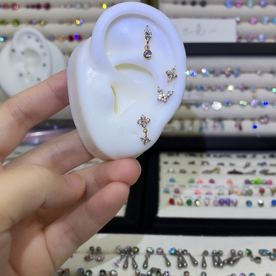 钛合金合金双生花钛合金耳钉1